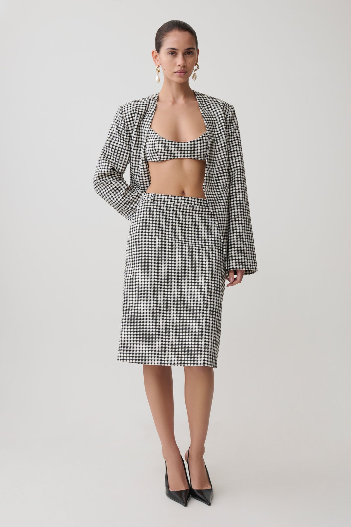 Darcie Drop Shoulder Suiting Blazer - Houndstooth #7