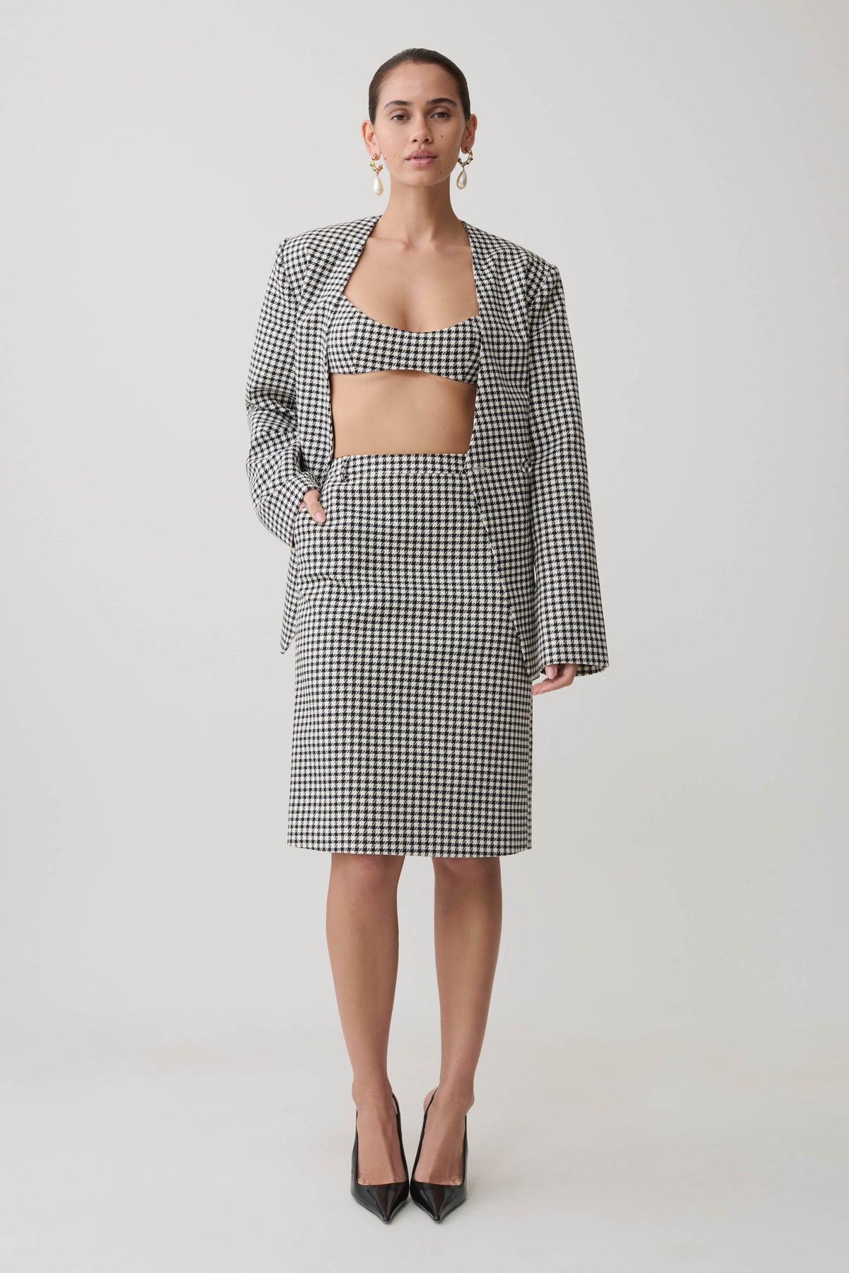 Darcie Drop Shoulder Suiting Blazer - Houndstooth #8