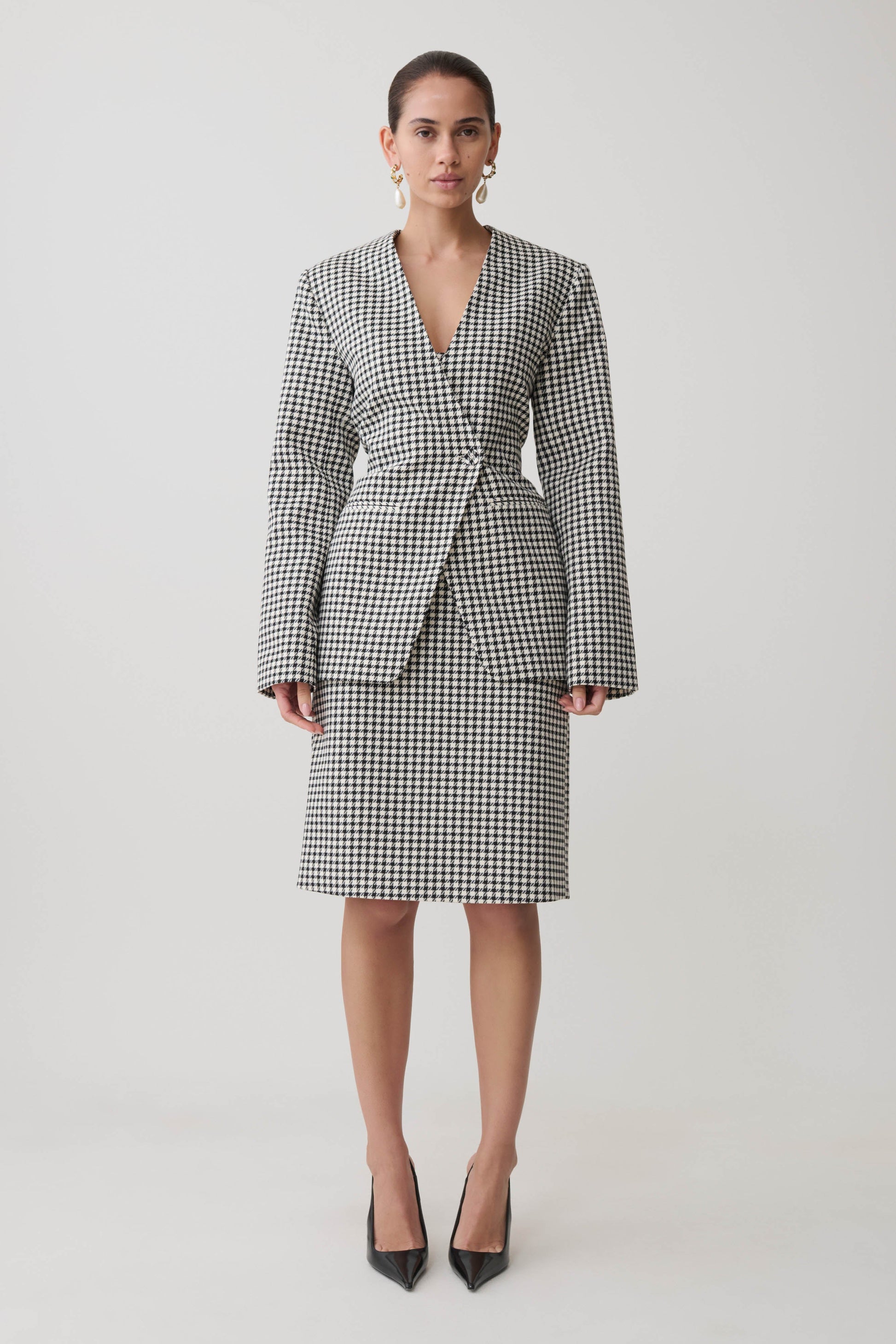 Amelie Tweed Midi Skirt - Houndstooth #4