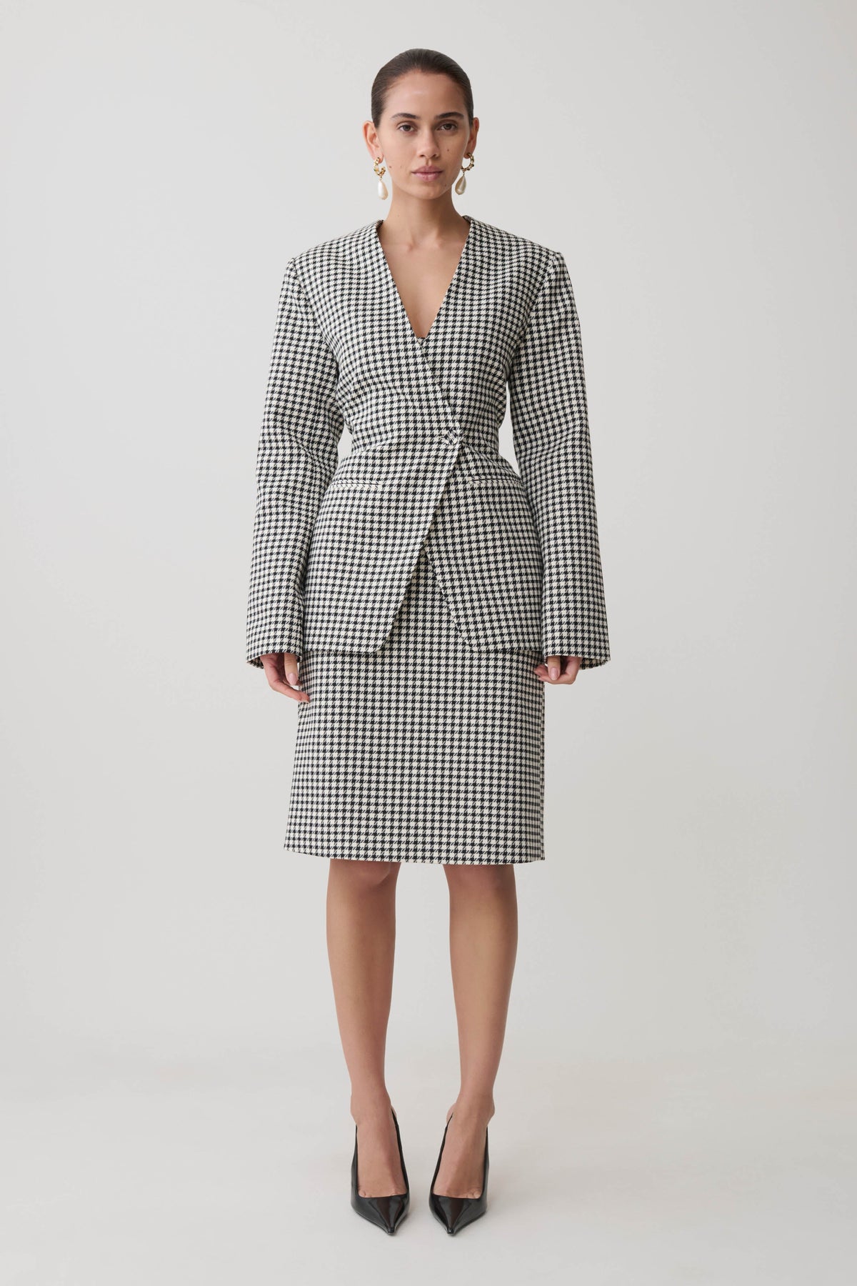 Amelie Tweed Midi Skirt - Houndstooth #4