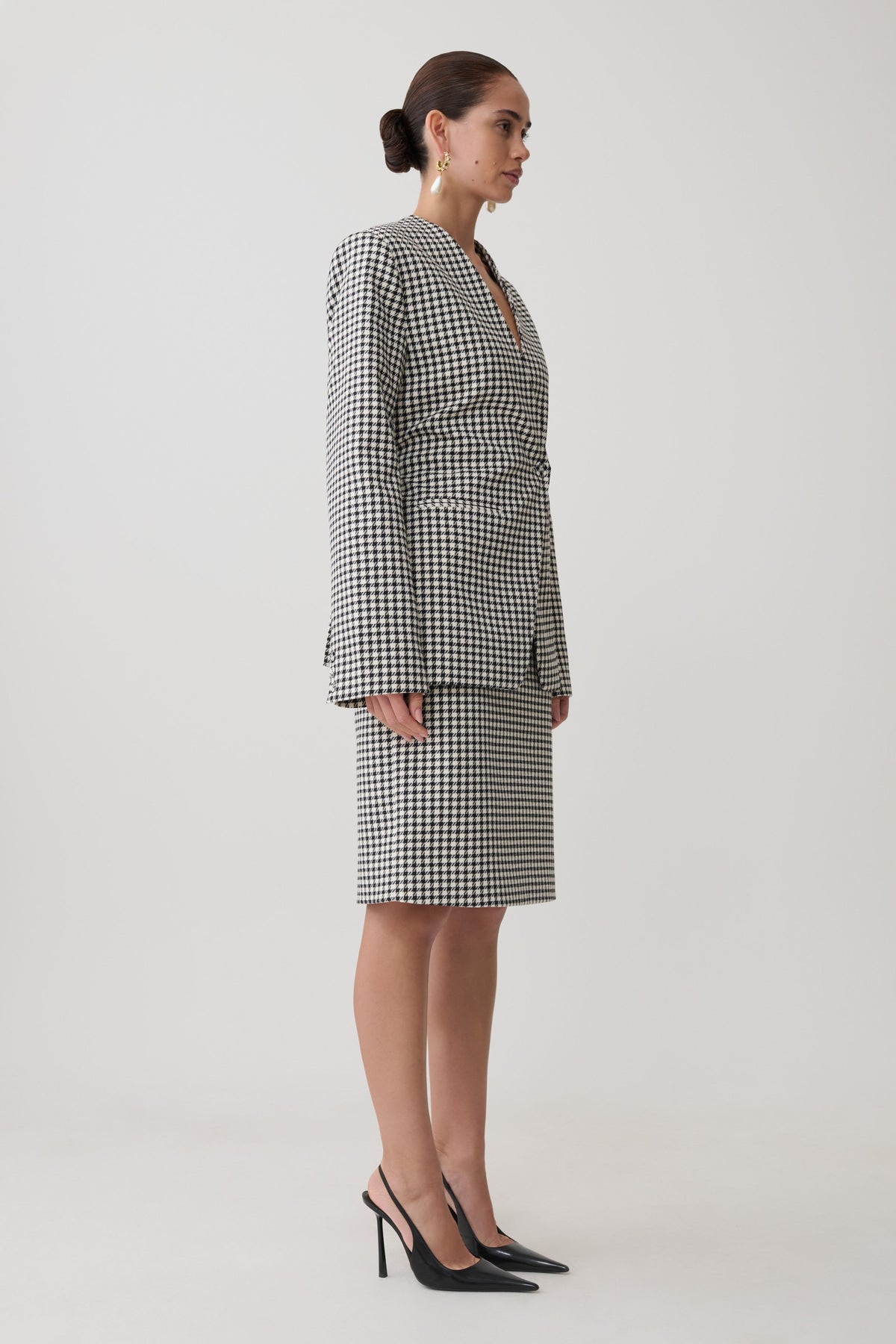 Darcie Drop Shoulder Suiting Blazer - Houndstooth #5