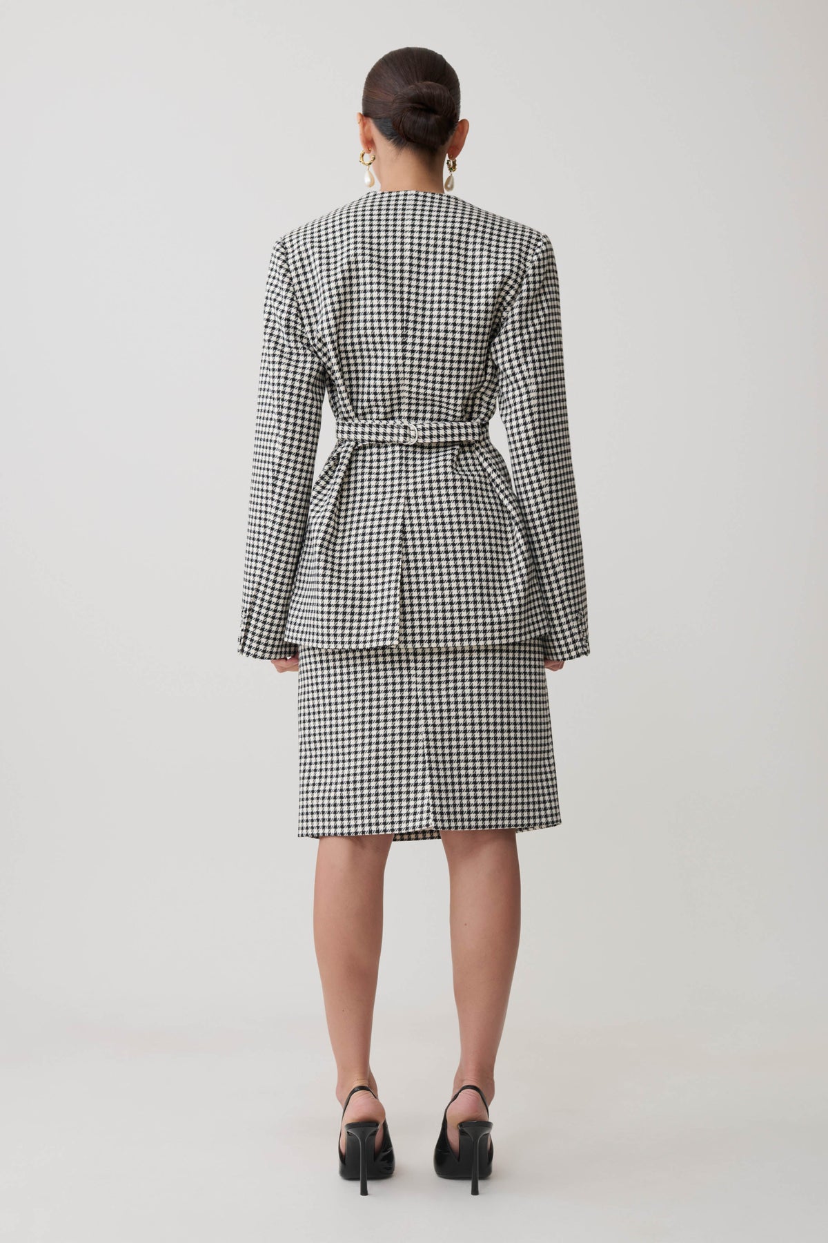 Amelie Tweed Midi Skirt - Houndstooth #3