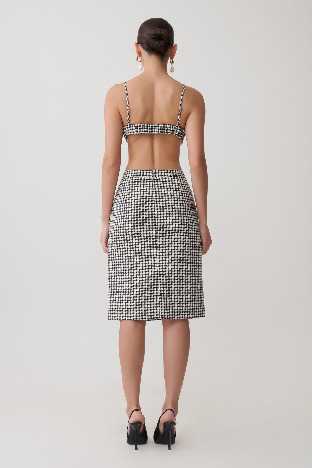 Amelie Tweed Midi Skirt - Houndstooth #6