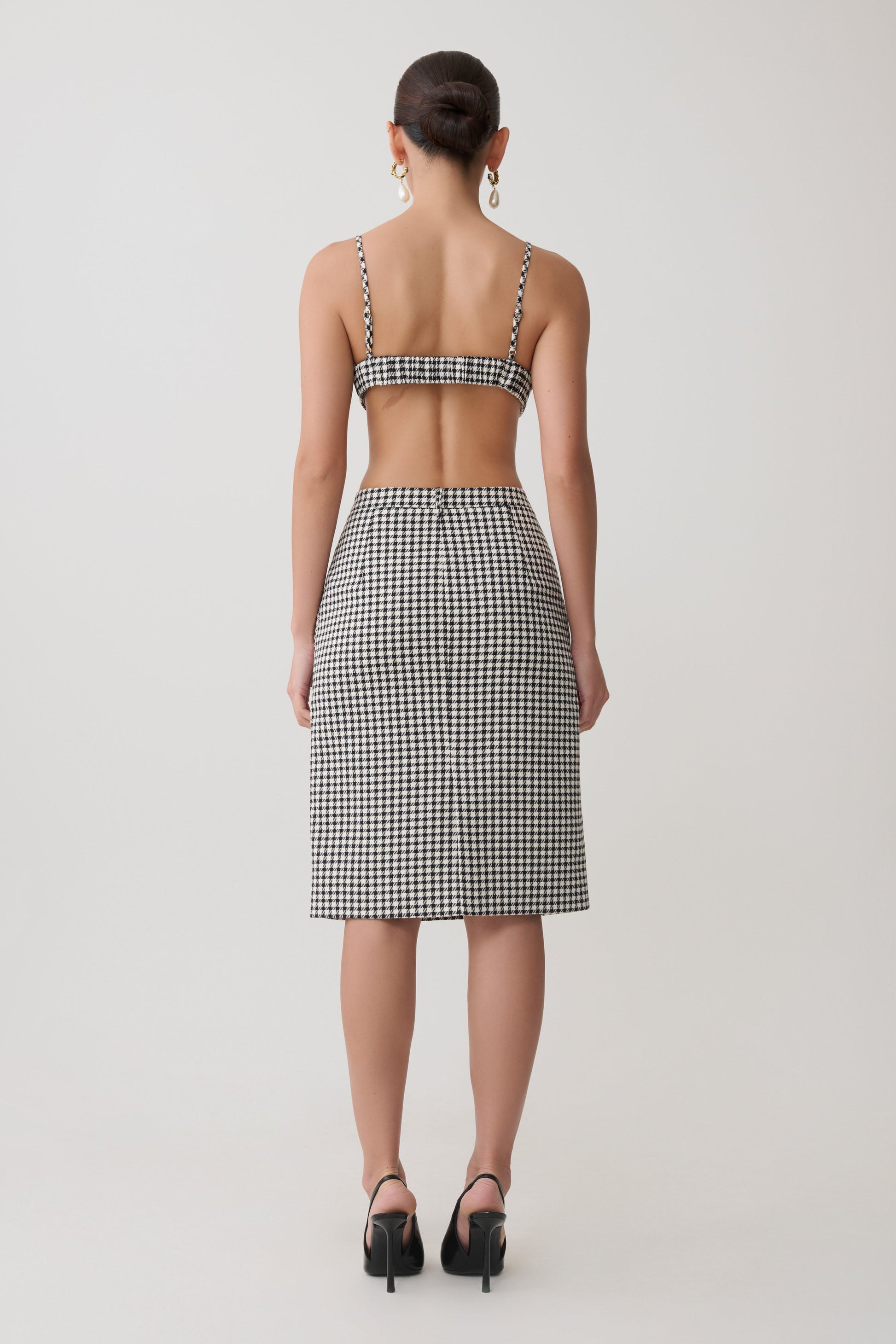 Amelie Tweed Midi Skirt - Houndstooth #6