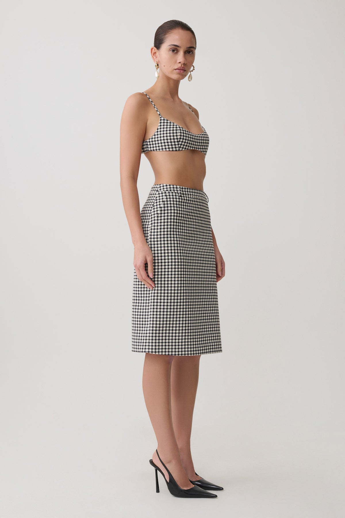 Amelie Tweed Midi Skirt - Houndstooth #5