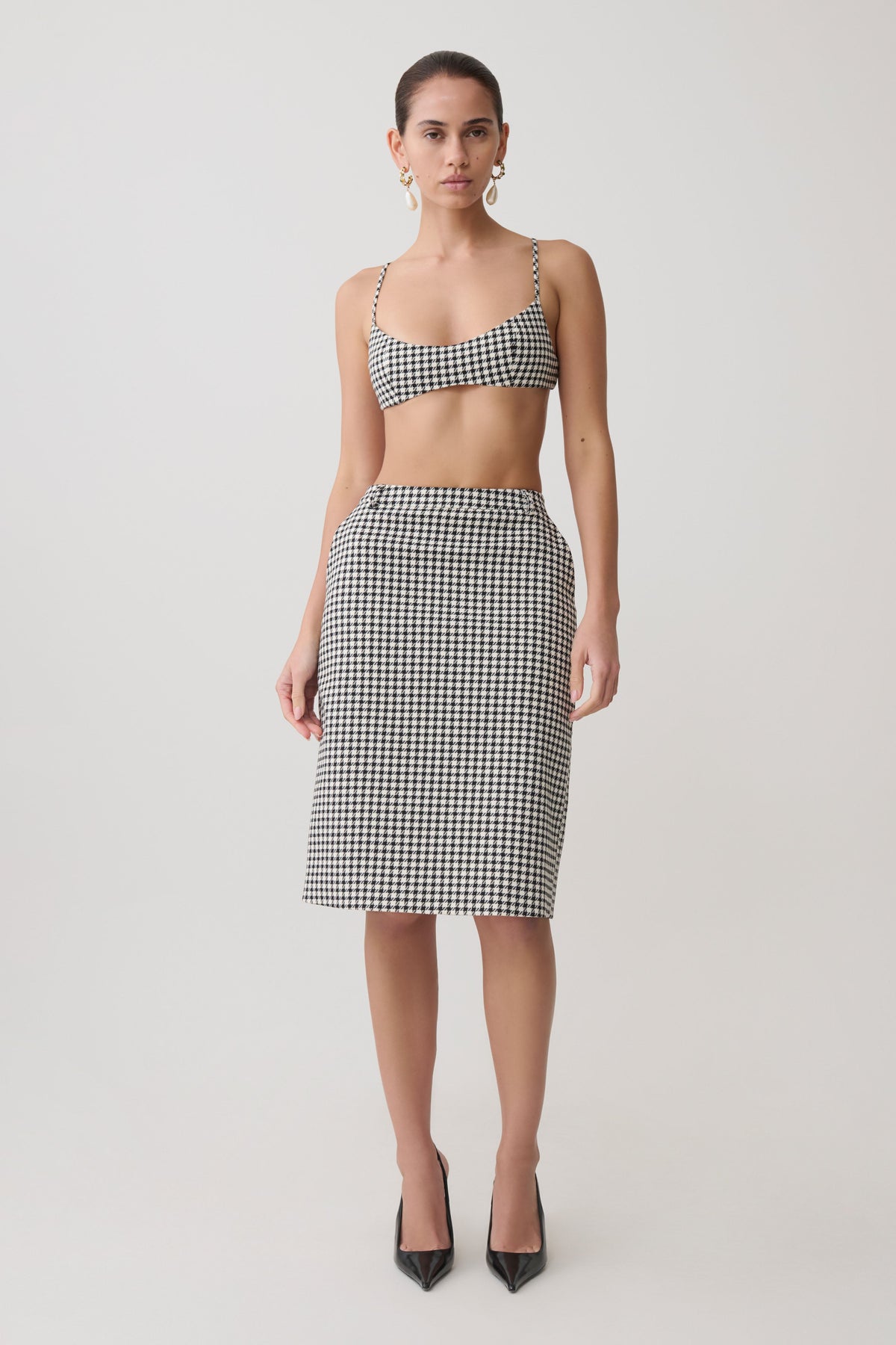 Amelie Tweed Midi Skirt - Houndstooth #7