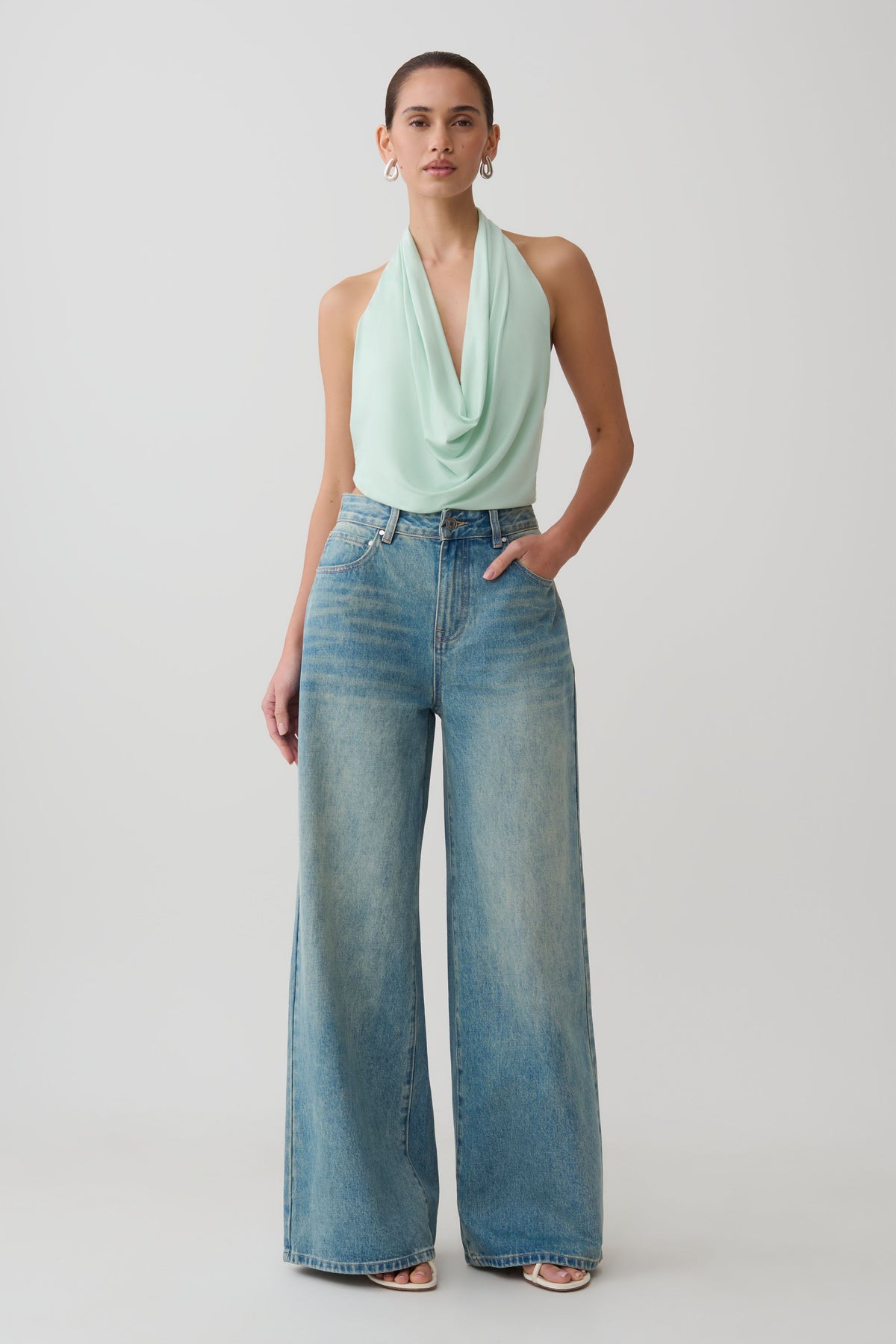 Huyen Cowl Front Modal Top - Mint #7