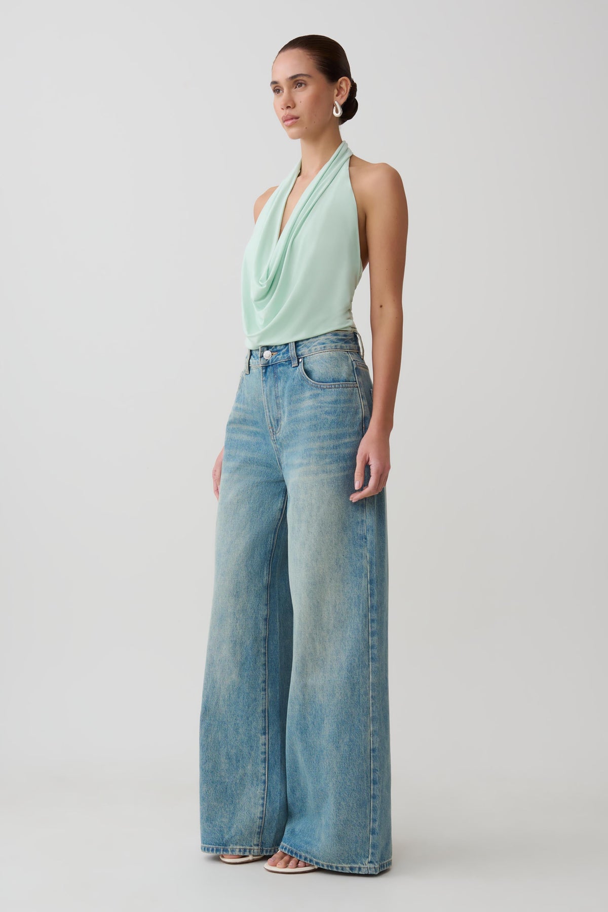 Huyen Cowl Front Modal Top - Mint #5