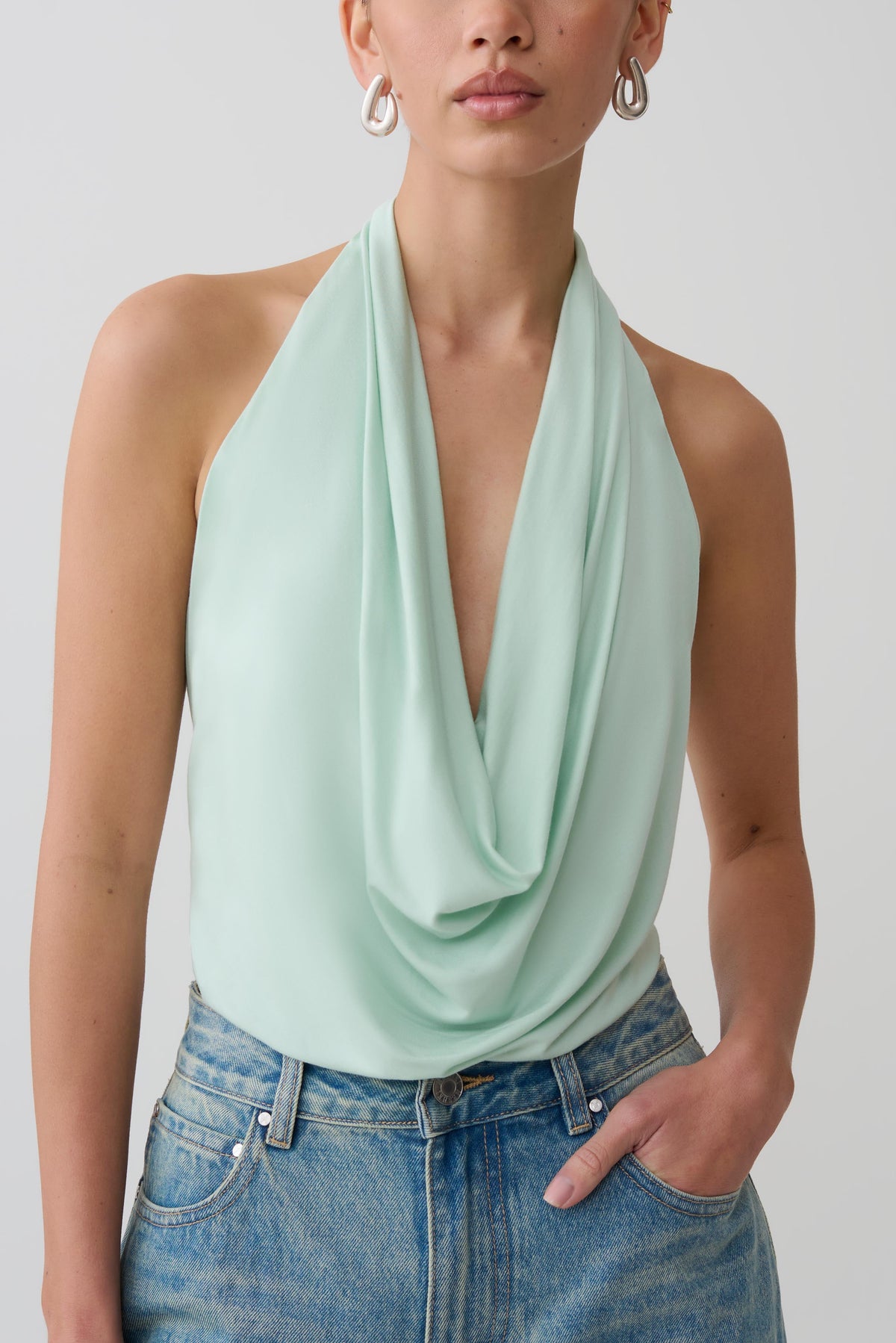 Huyen Cowl Front Modal Top - Mint #3