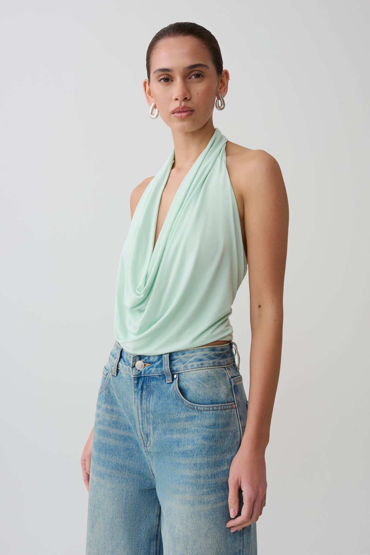 Huyen Cowl Front Modal Top - Mint #4