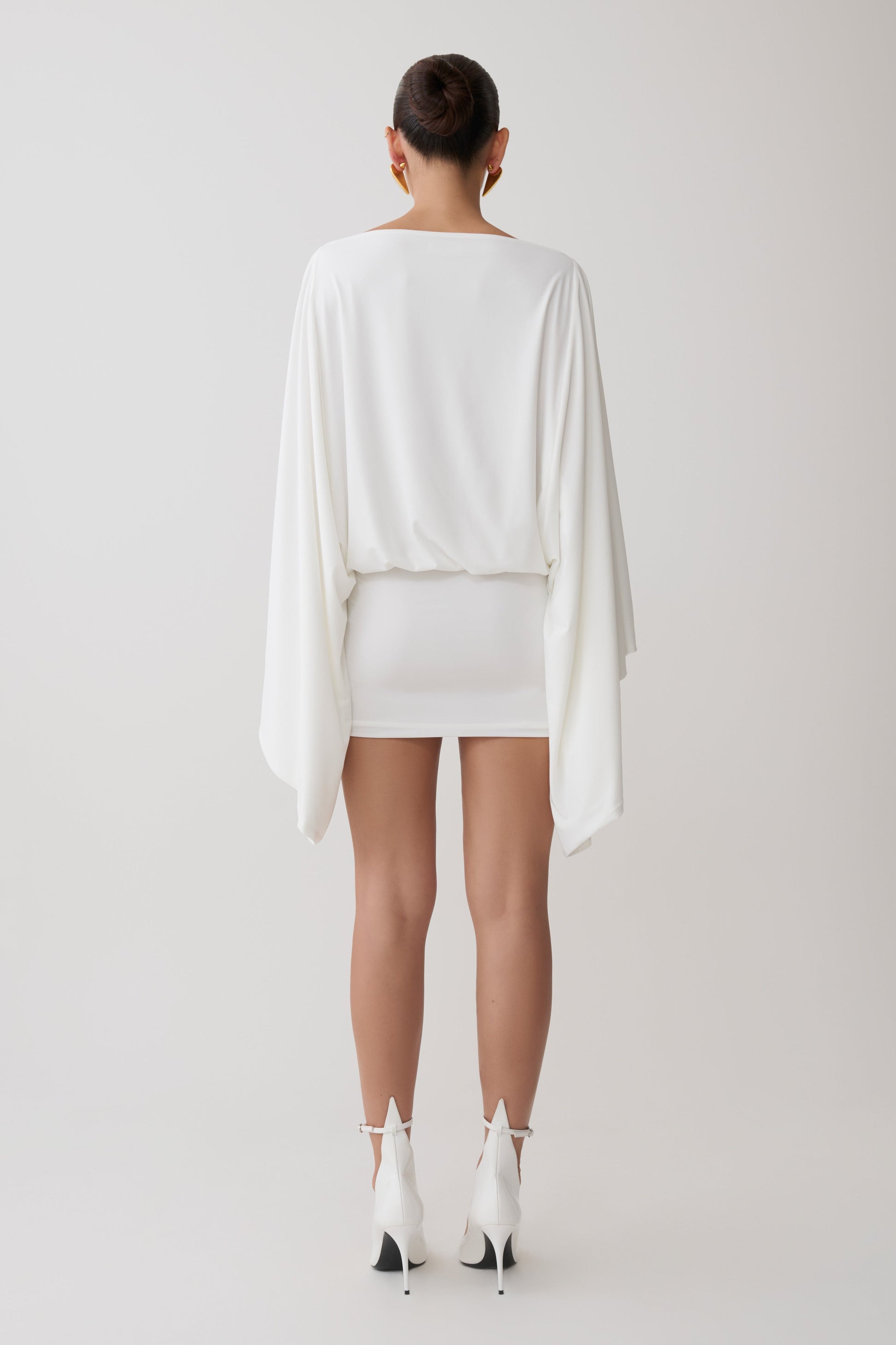 Jessy Draped Open Back Mini Dress - Ivory #2
