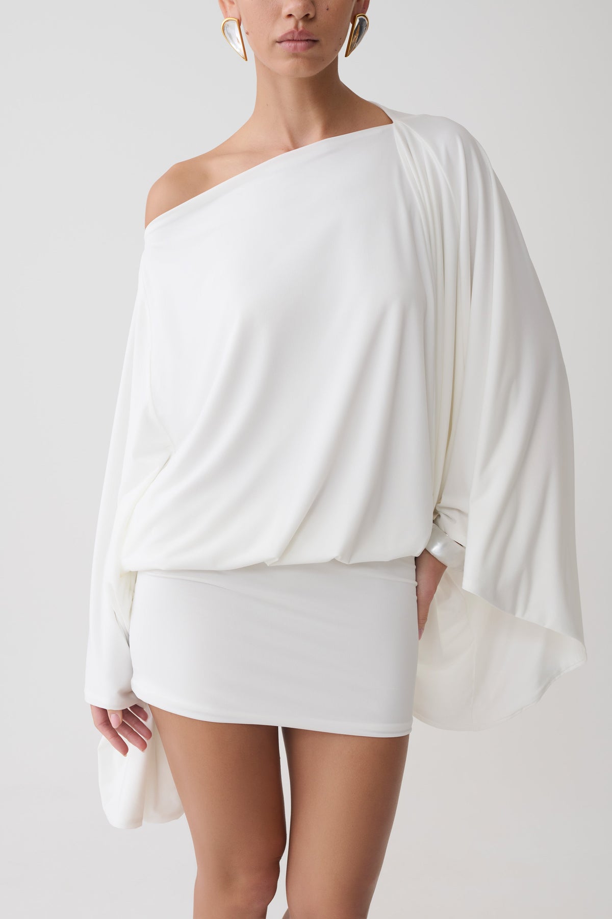 Jessy Draped Mini Dress - Ivory #3