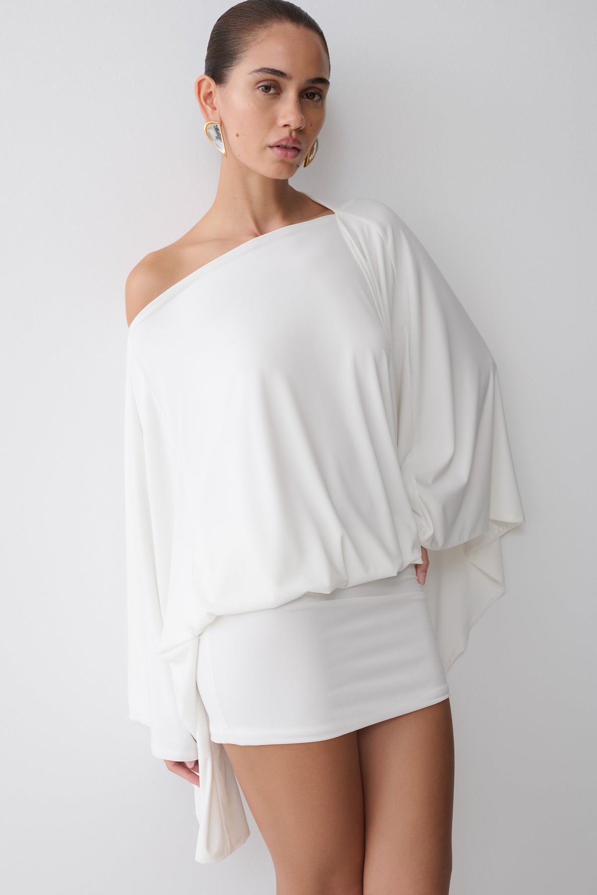 Jessy Draped Mini Dress - Ivory #7
