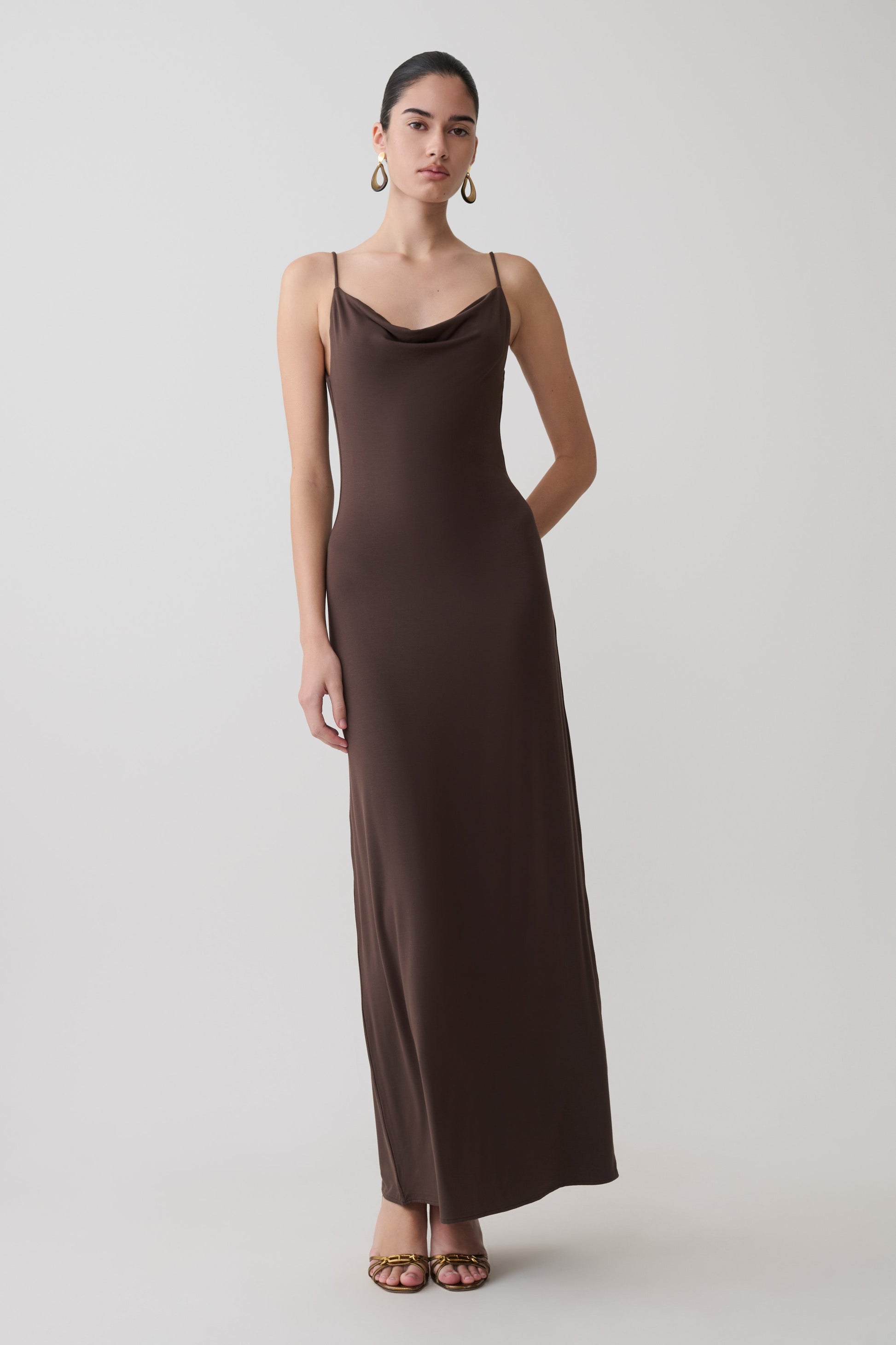 Joni Cowl Maxi Dress - Bitter Chocolate #5