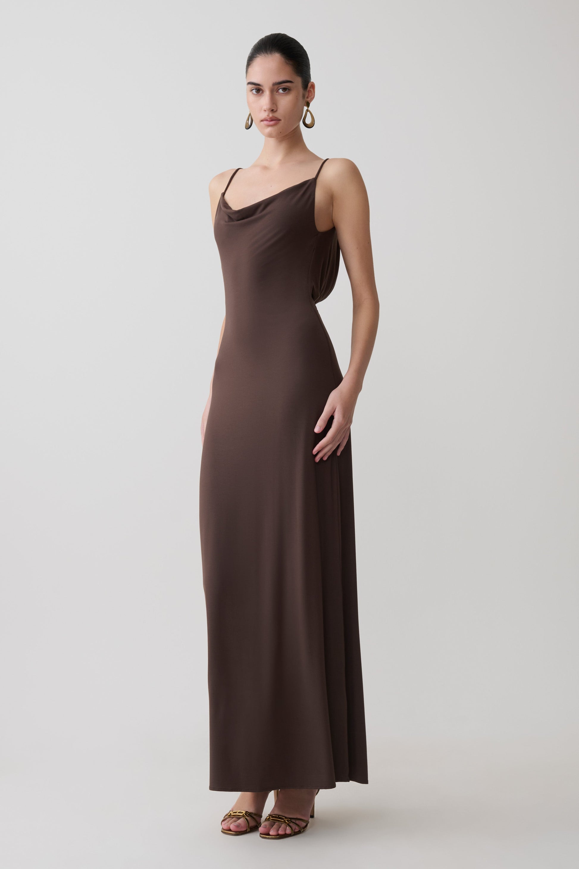 Joni Cowl Maxi Dress - Bitter Chocolate #4