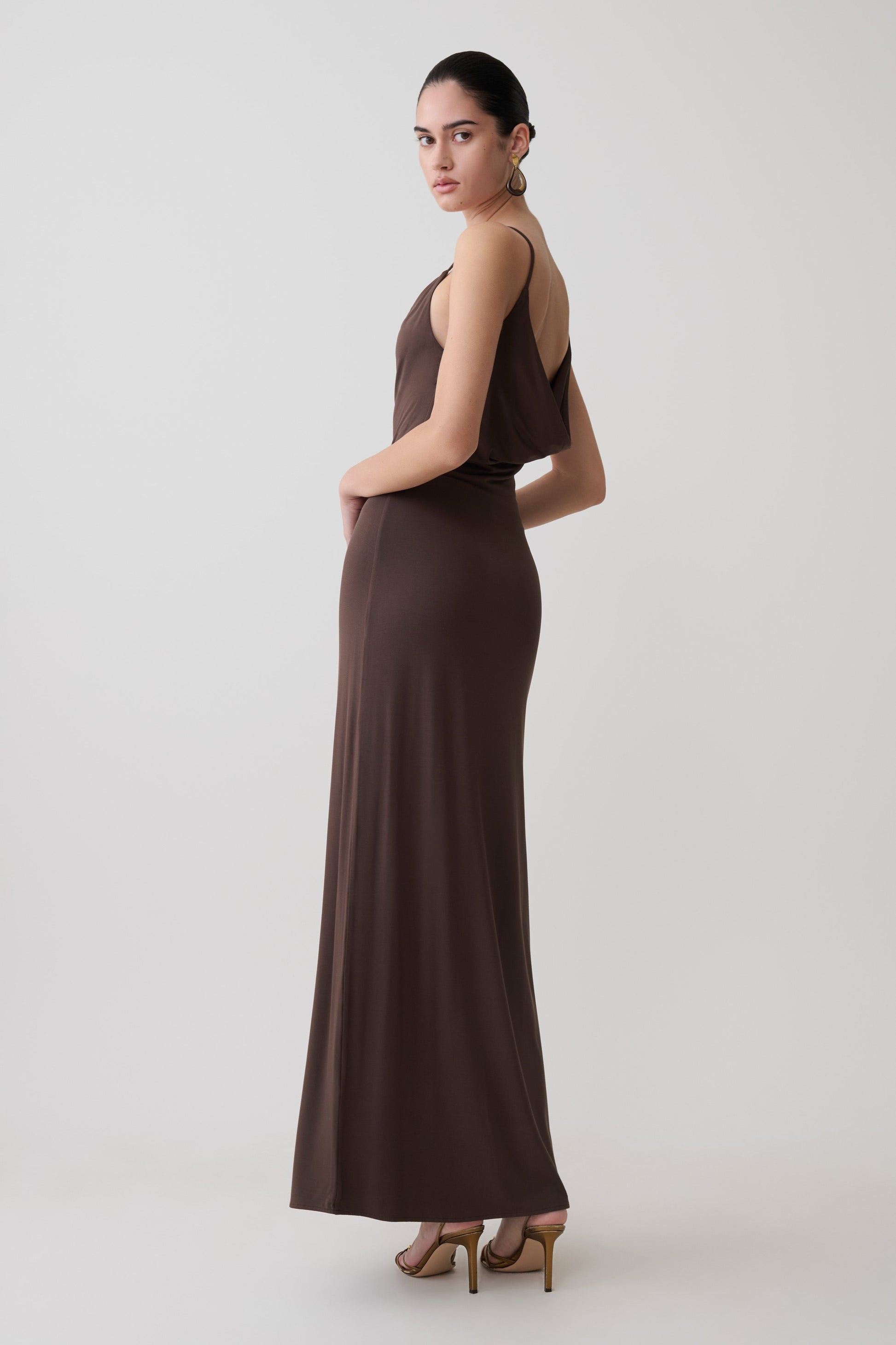 Joni Cowl Maxi Dress - Bitter Chocolate #3
