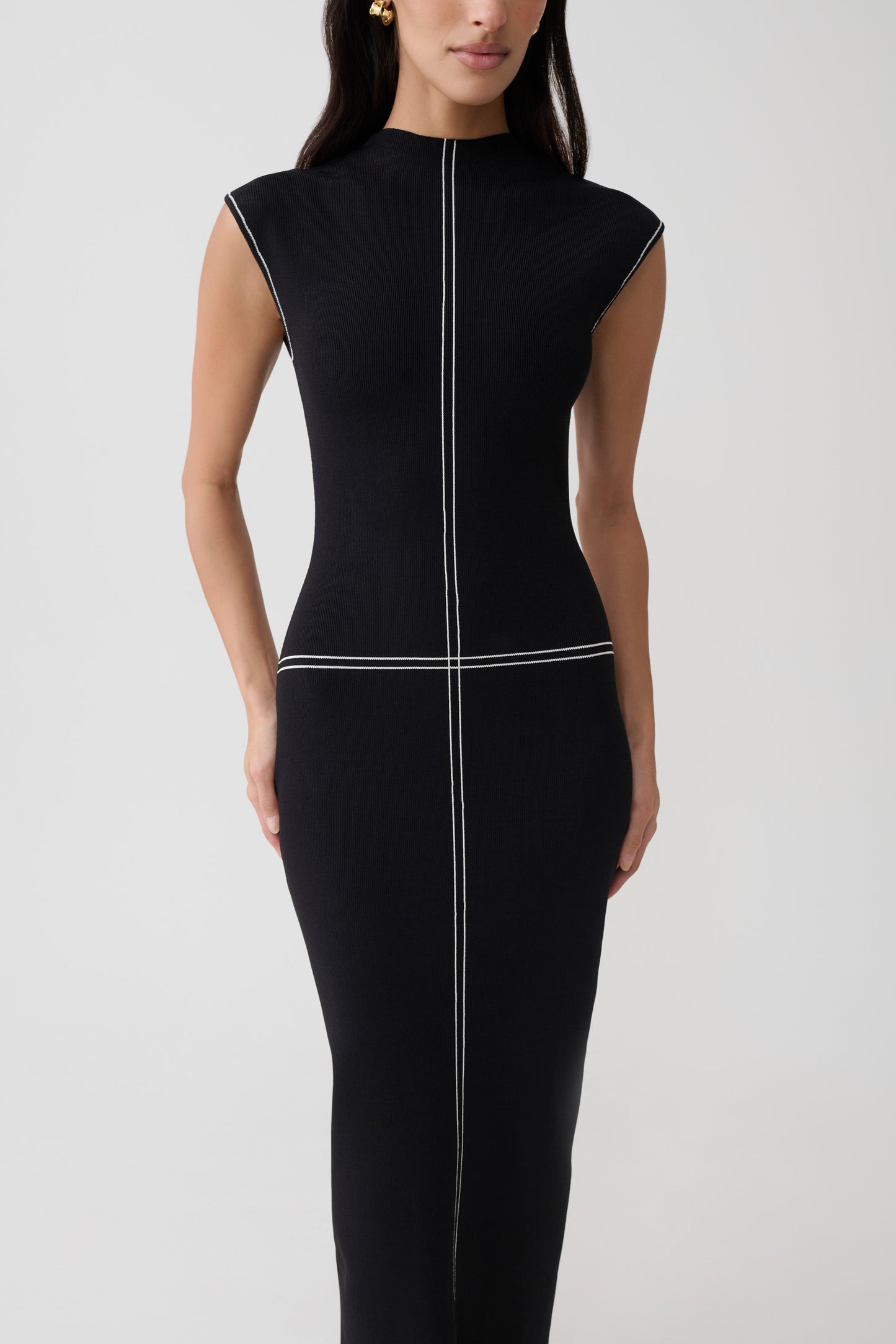 Malone Bandage Knit Midi Dress - Black