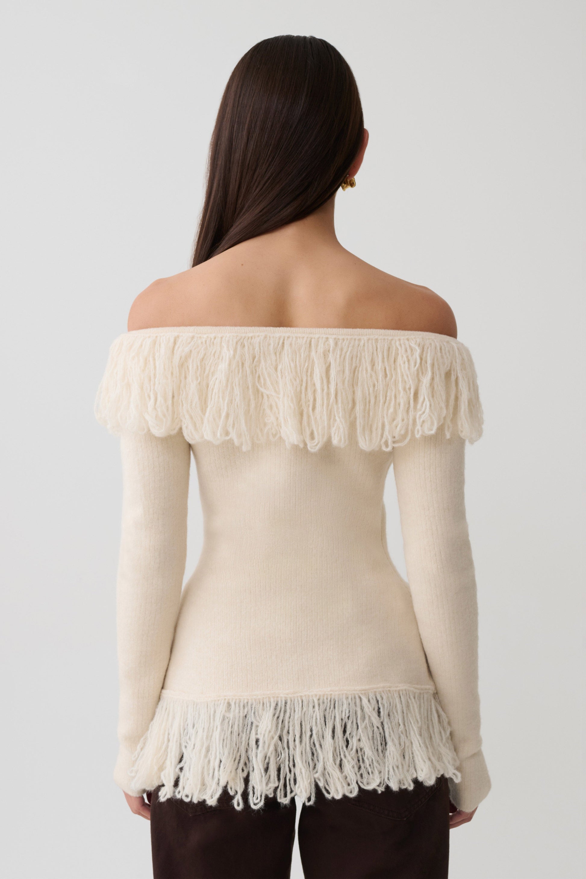 Sammie Fringe Knit Top - Cream #2
