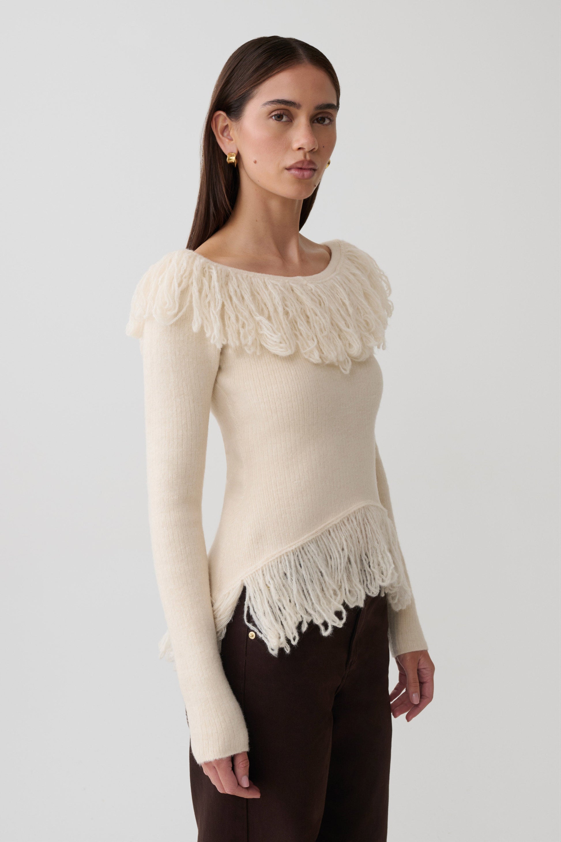 Sammie Fringe Knit Top - Cream #4