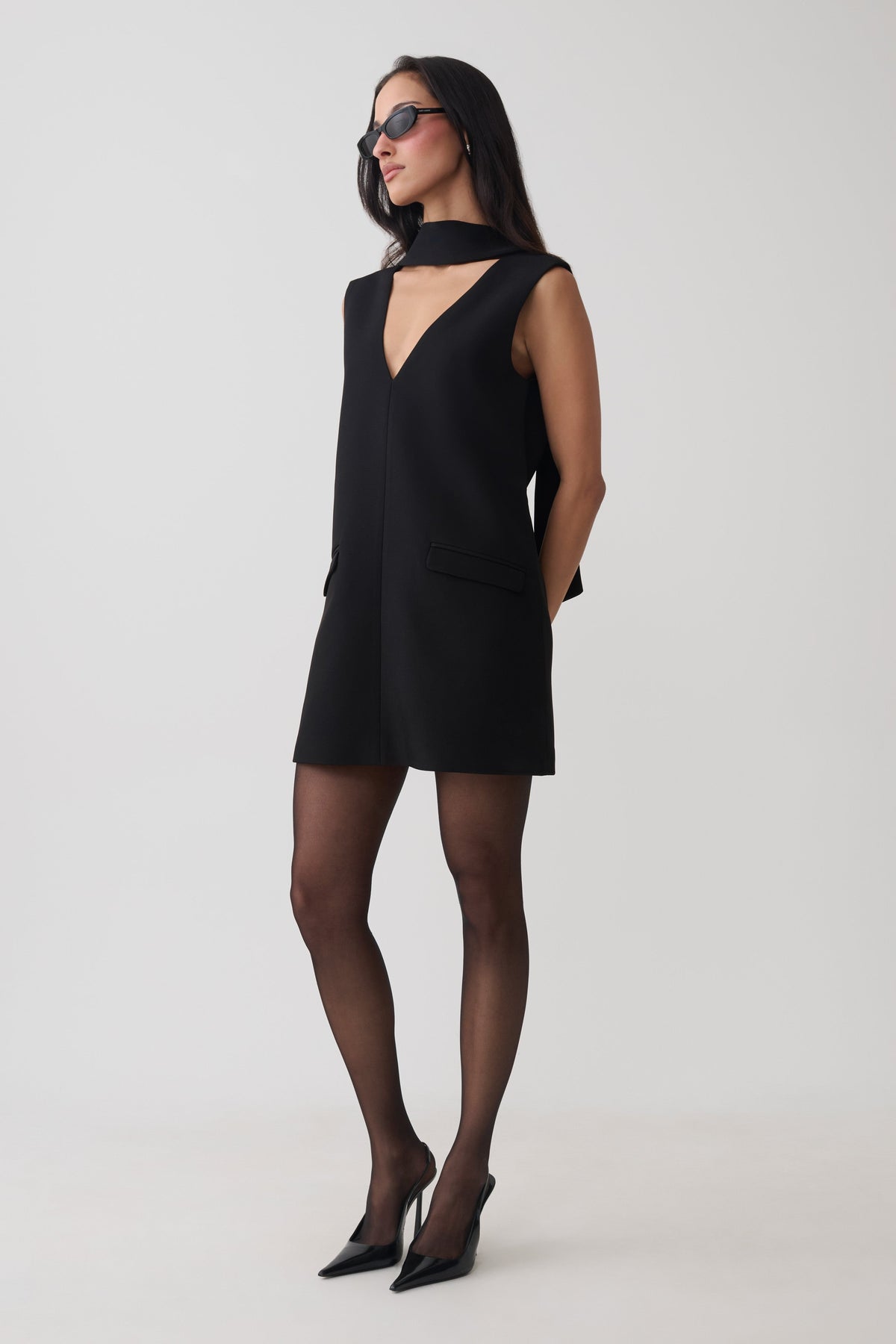 Saoirse Suiting Mini Dress With Tie - Black #4