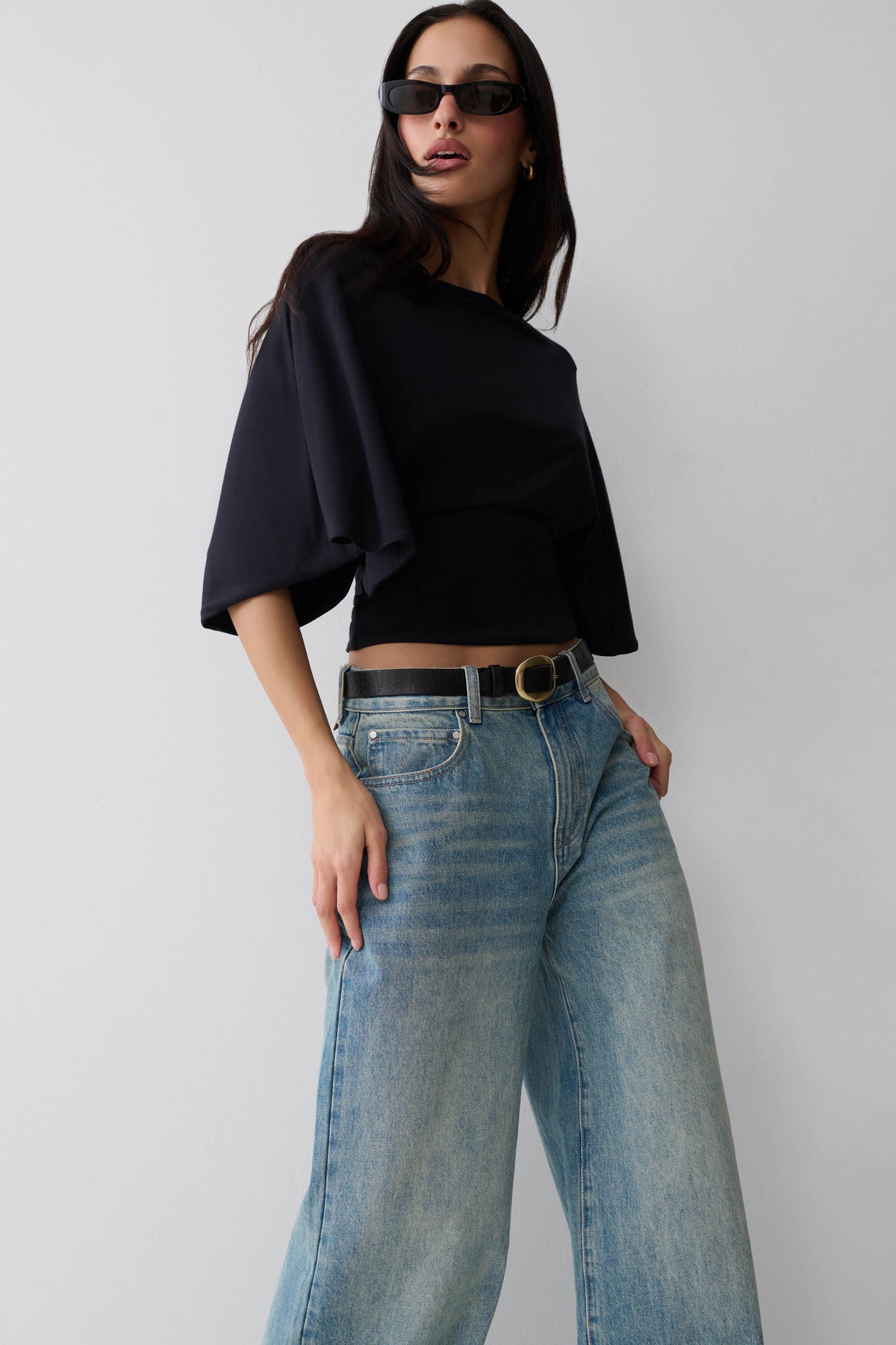 Sila Modal Batwing Short Sleeve Top - Black #3