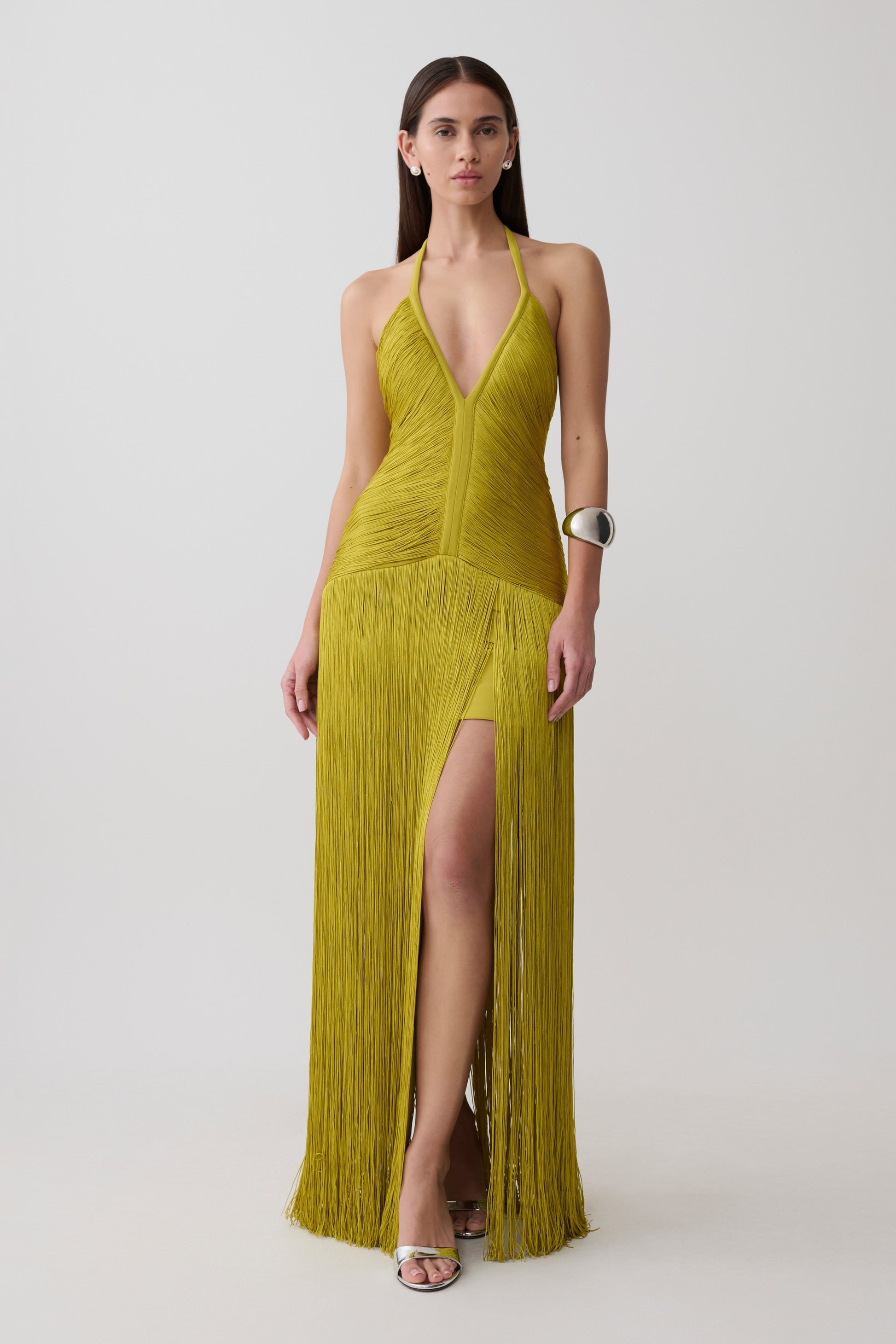Tiffany Fringe Maxi Dress - Chartreuse #9