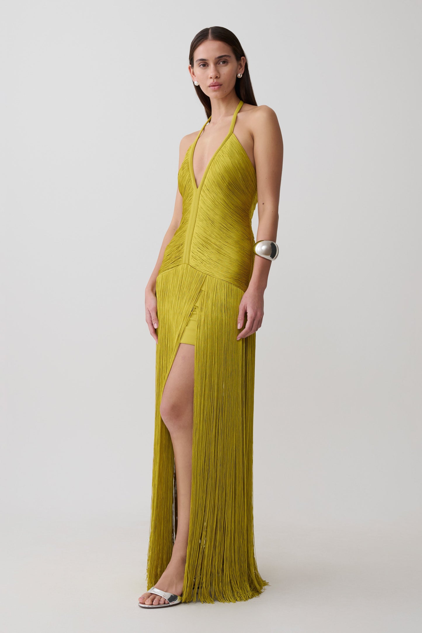 Tiffany Fringe Maxi Dress - Chartreuse