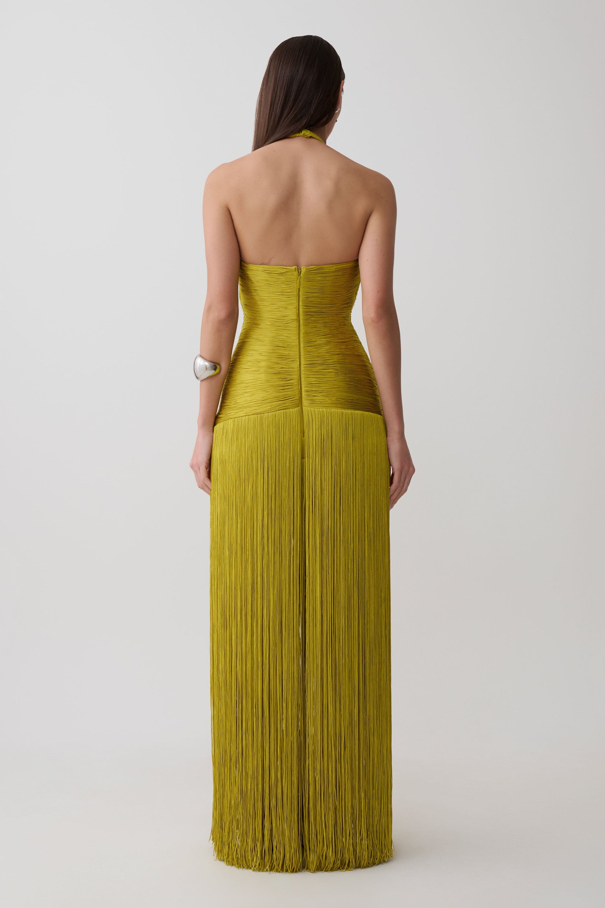 Tiffany Fringe Maxi Dress - Chartreuse #2