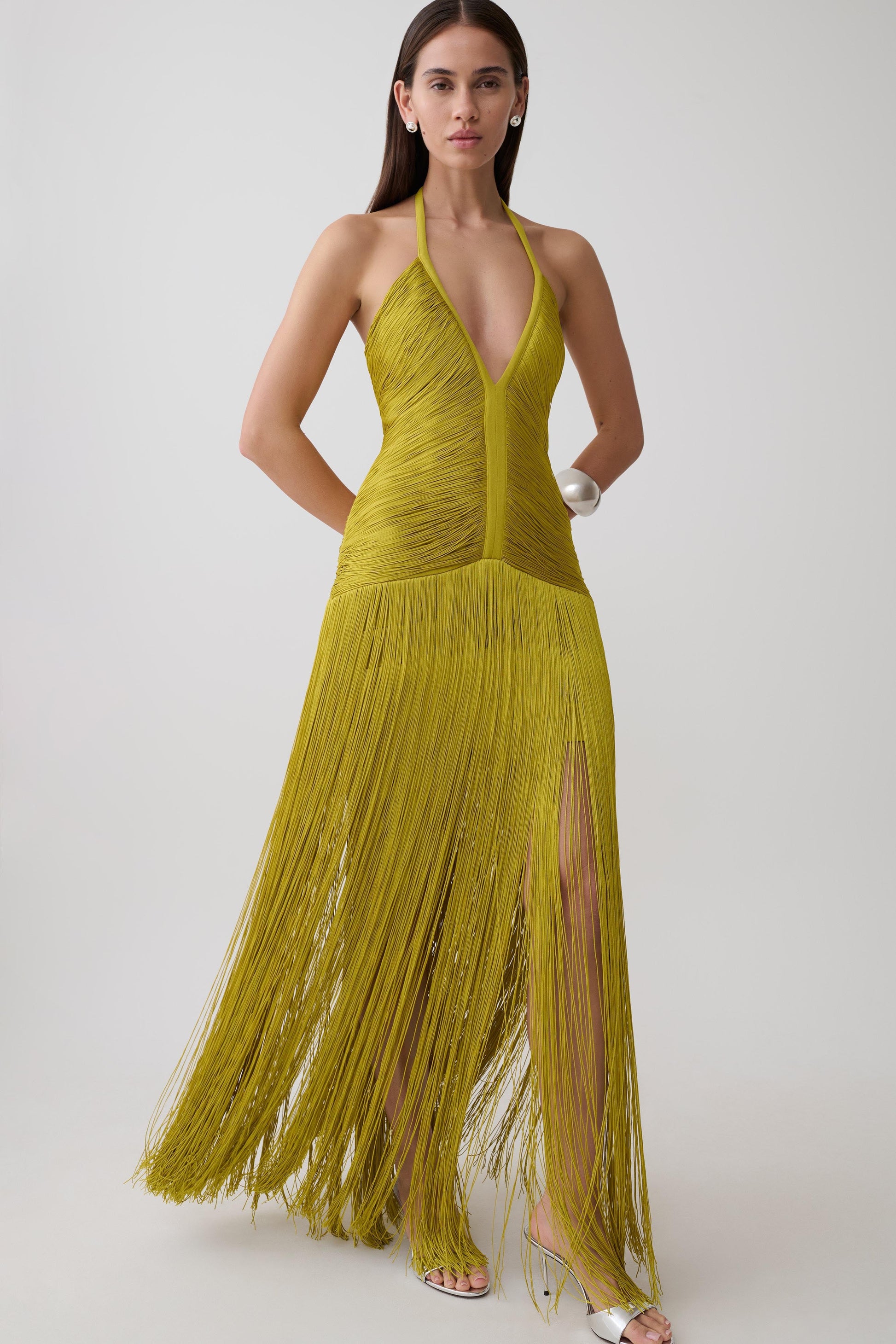 Tiffany Fringe Maxi Dress - Chartreuse #3