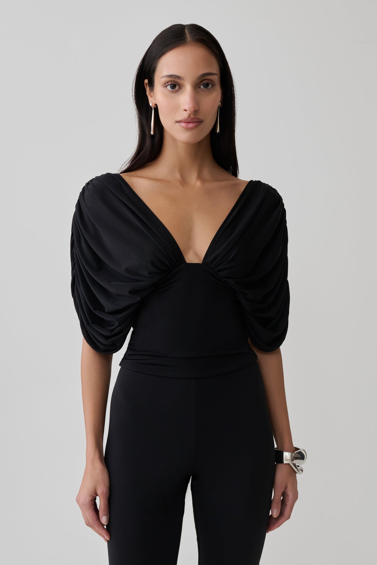 Aerin Gathered Bodice Top - Black #3