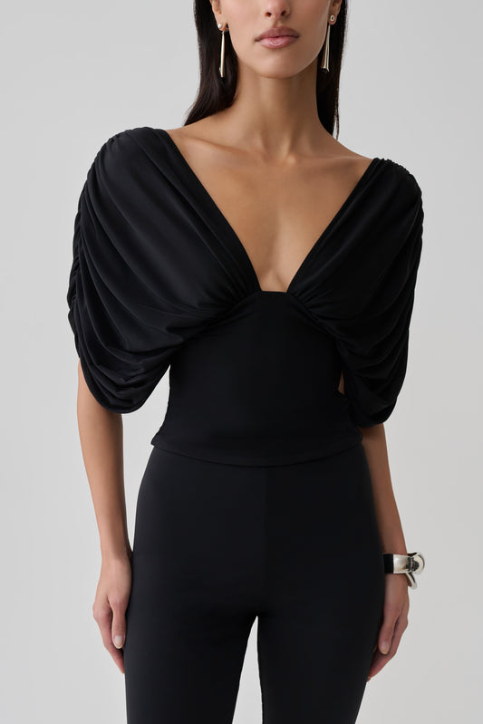 Aerin Gathered Bodice Top - Black