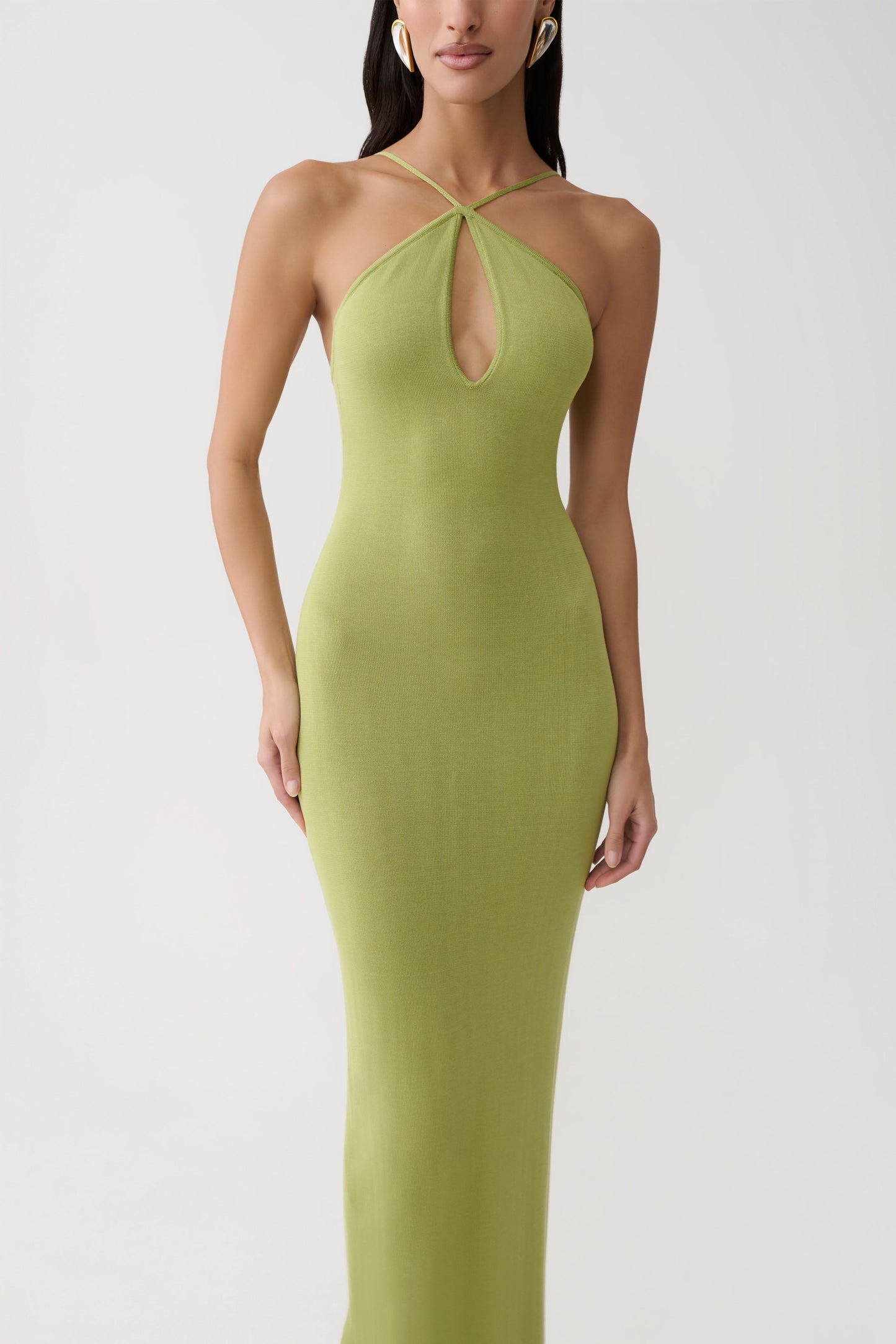 Ashtin Cross Front Knit Maxi Dress - Olive