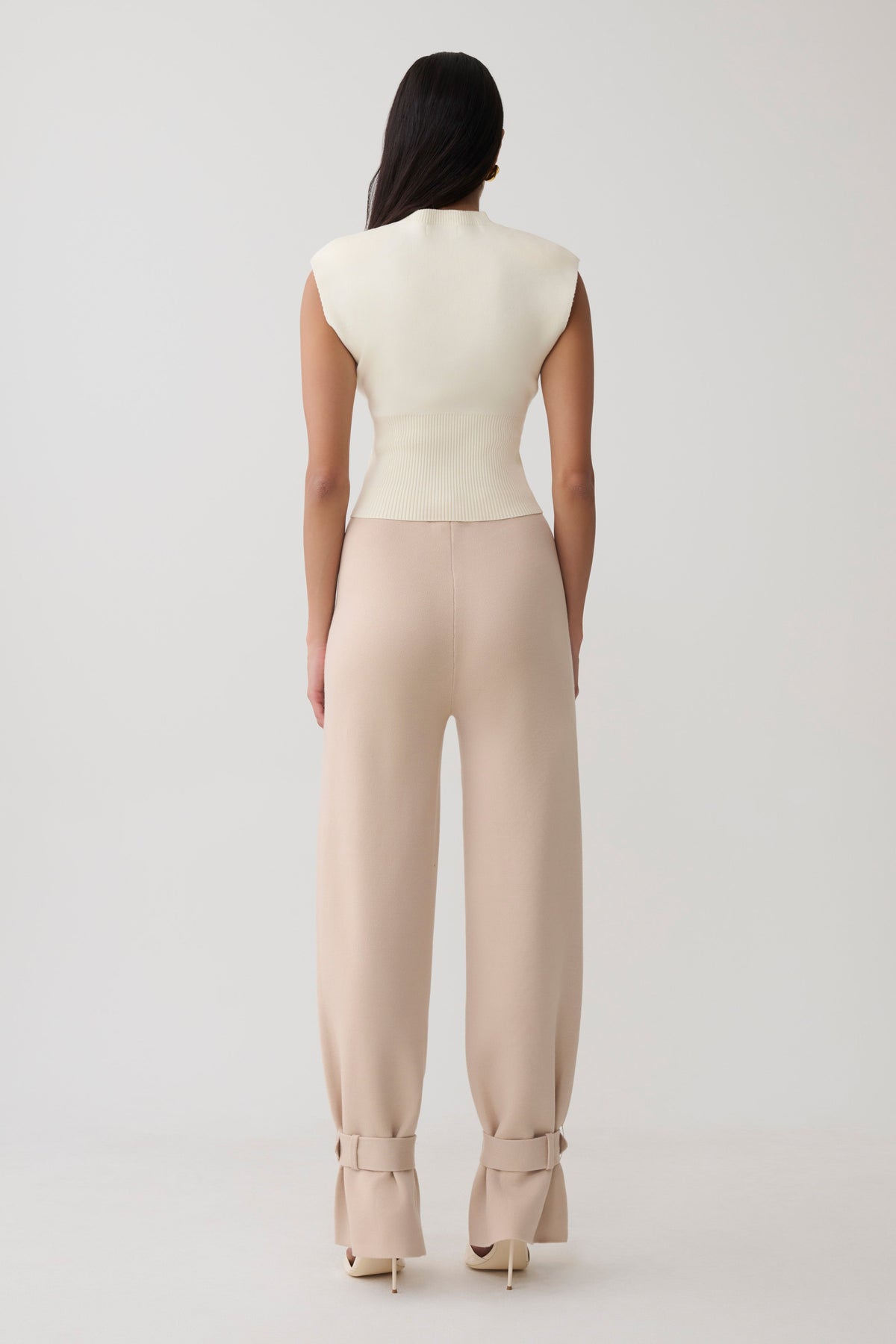 Blaine Knit Cuffed Wide Leg Pants - Oat Marle #2