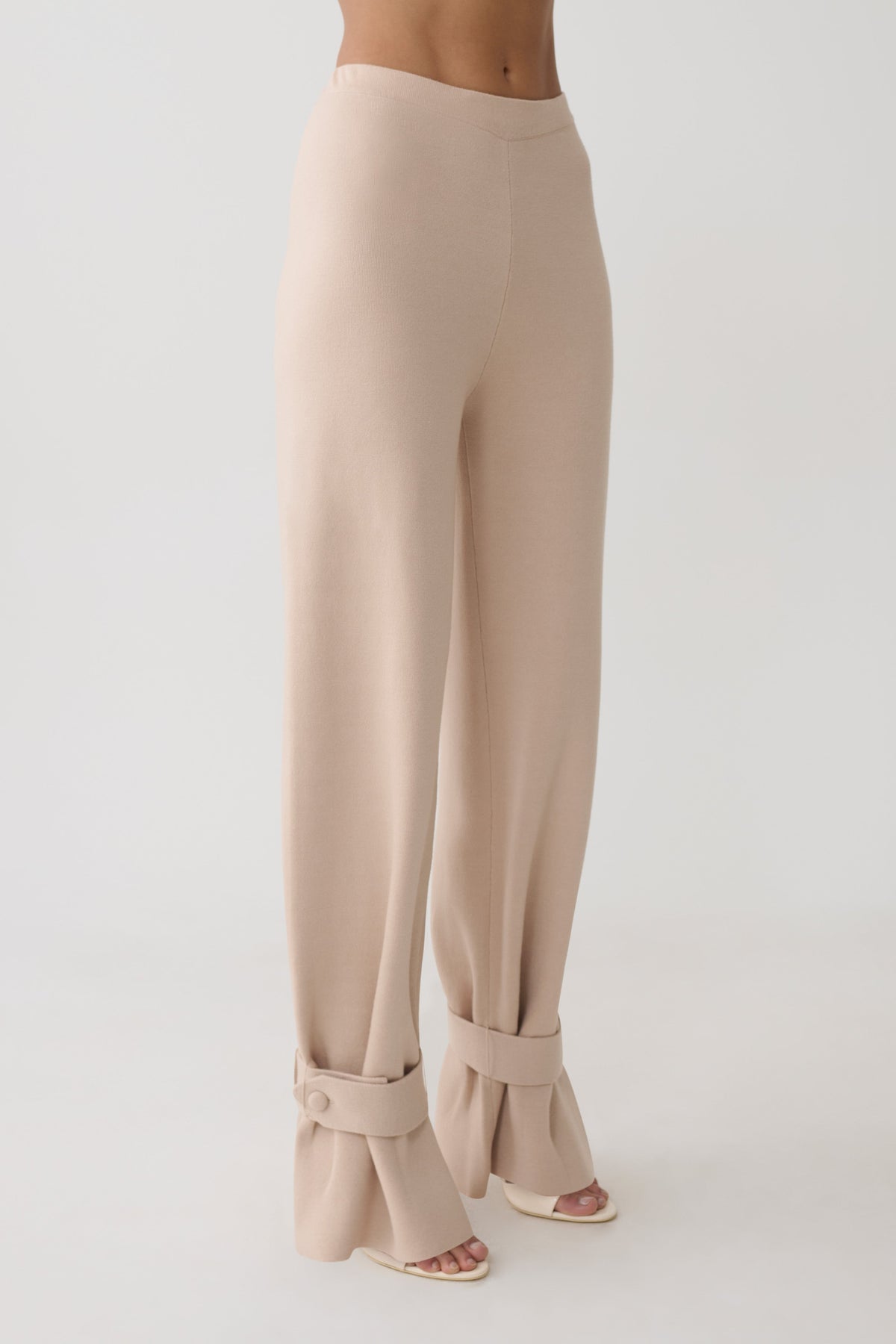 Blaine Knit Cuffed Wide Leg Pants - Oat Marle #5