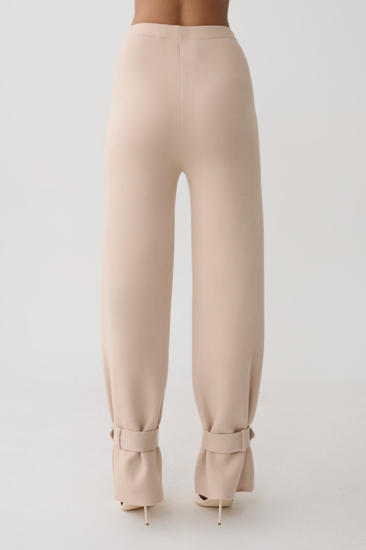 Blaine Knit Cuffed Wide Leg Pants - Oat Marle #6