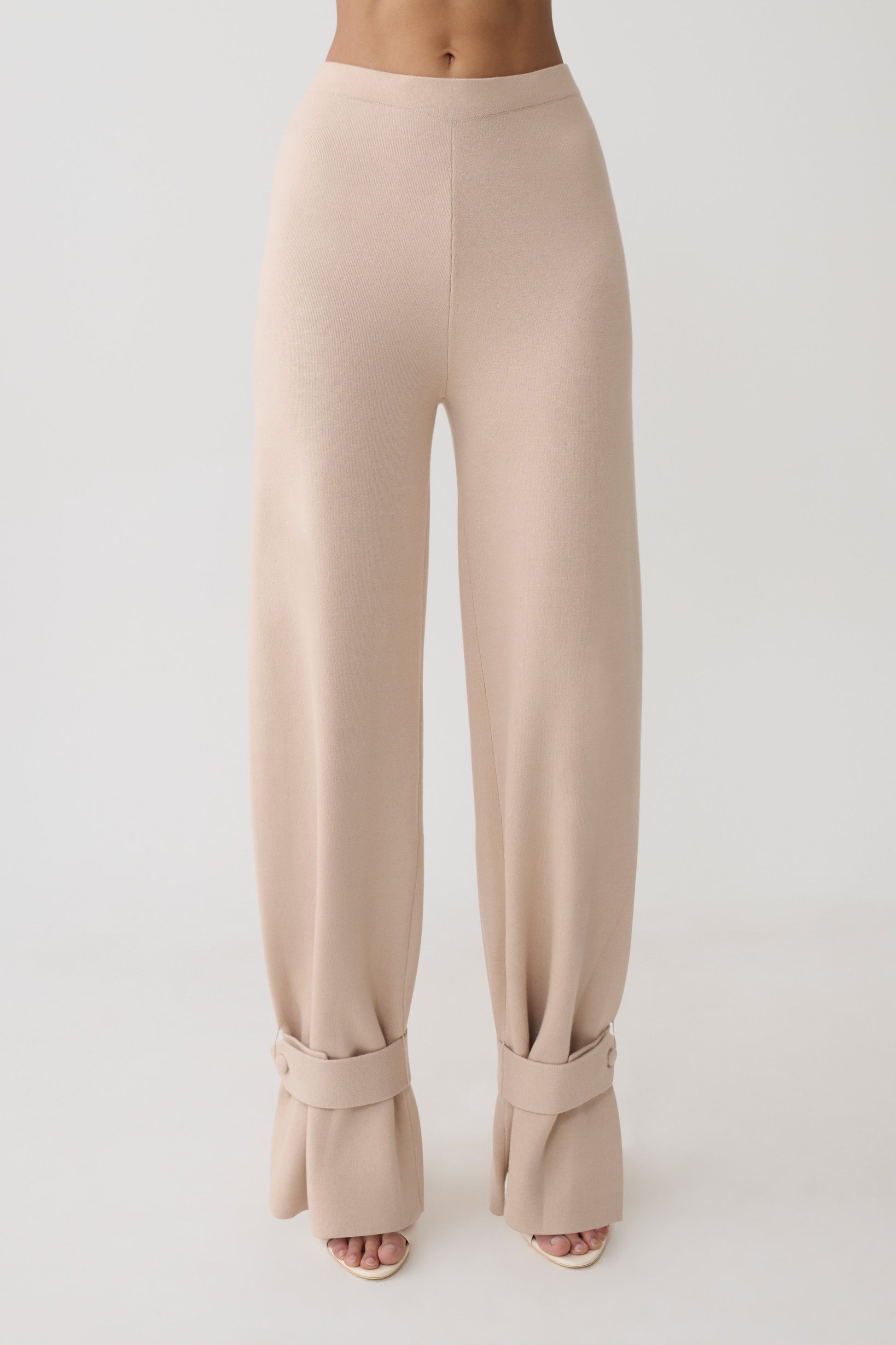 Blaine Knit Cuffed Wide Leg Pants - Oat Marle #7