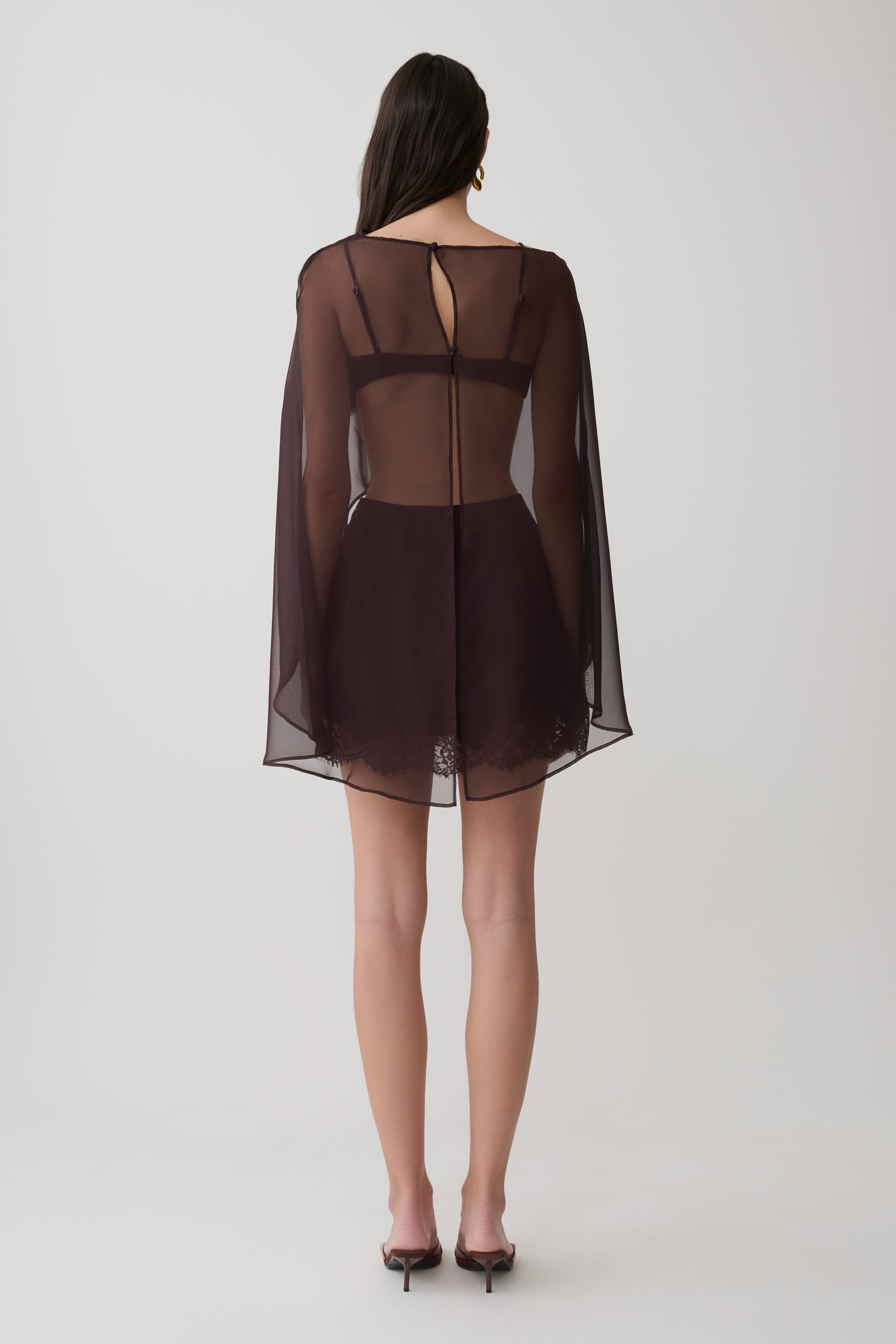 Nina Lace And Satin Mini Skirt - Chocolate #2