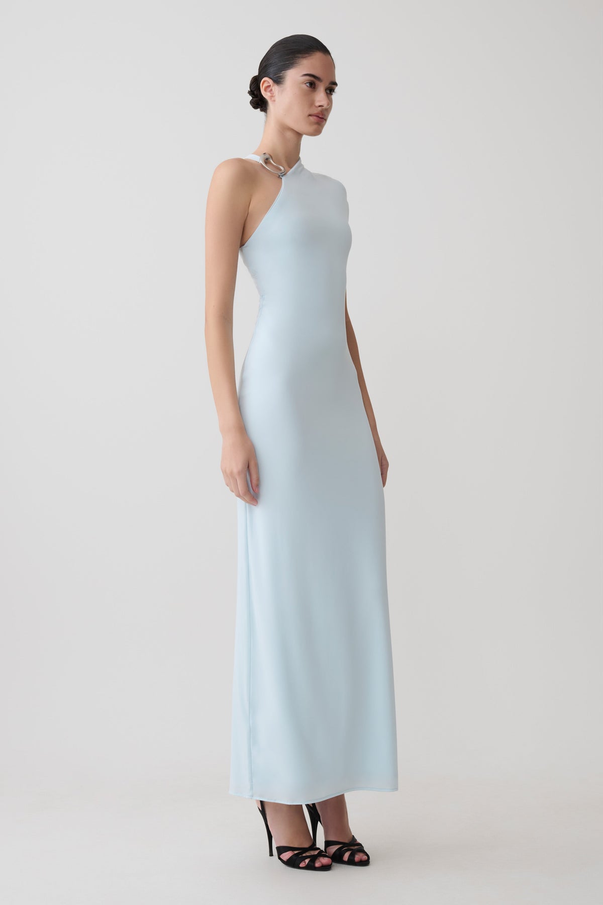 Oden Slinky Maxi Dress With Hardware - Sky Blue #4