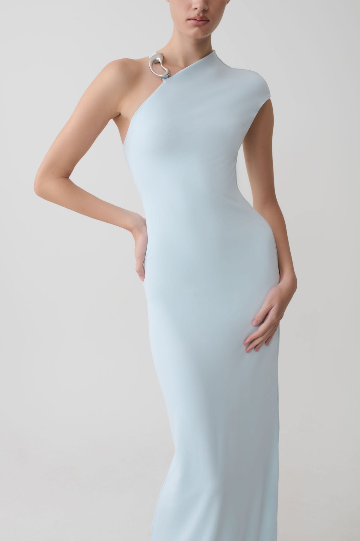 Oden Slinky Maxi Dress With Hardware - Sky Blue #7