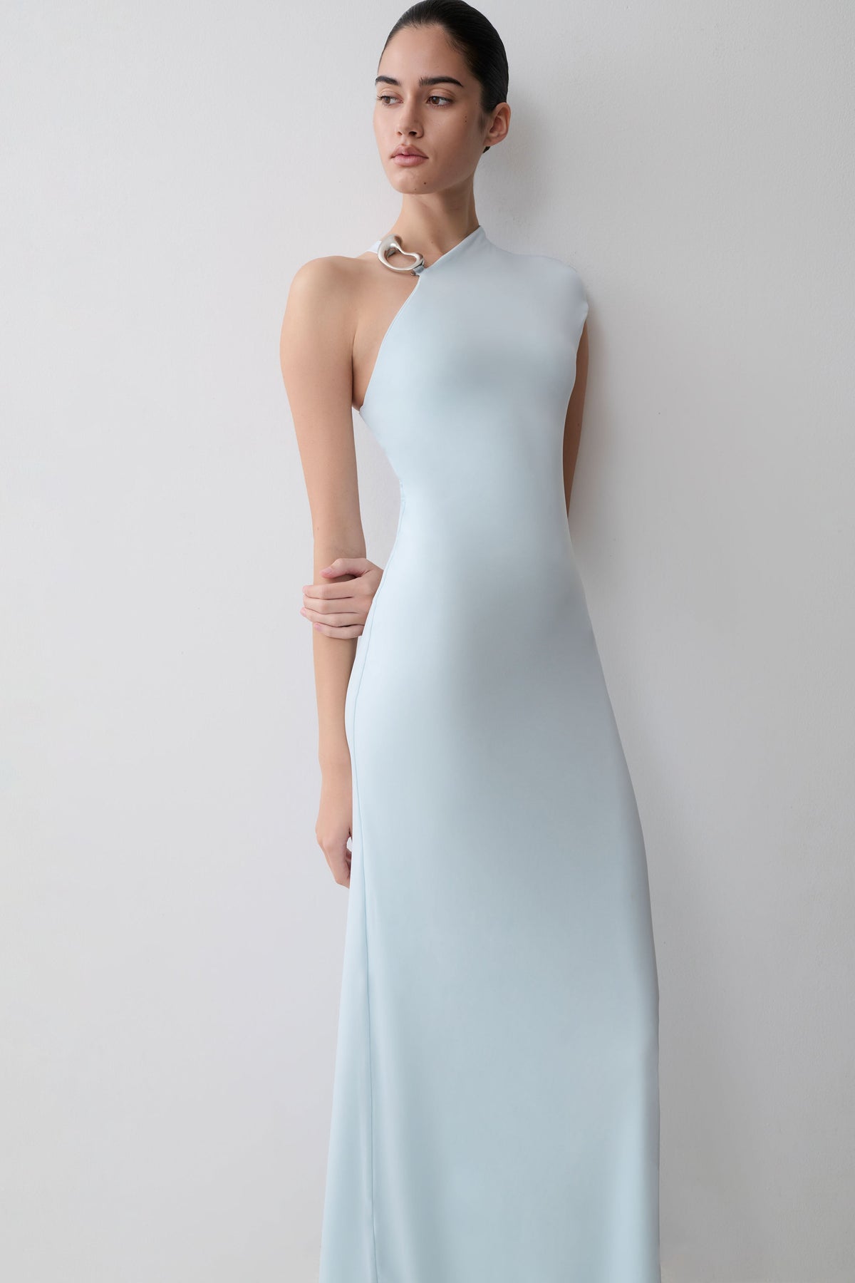 Oden Slinky Maxi Dress With Hardware - Sky Blue #3