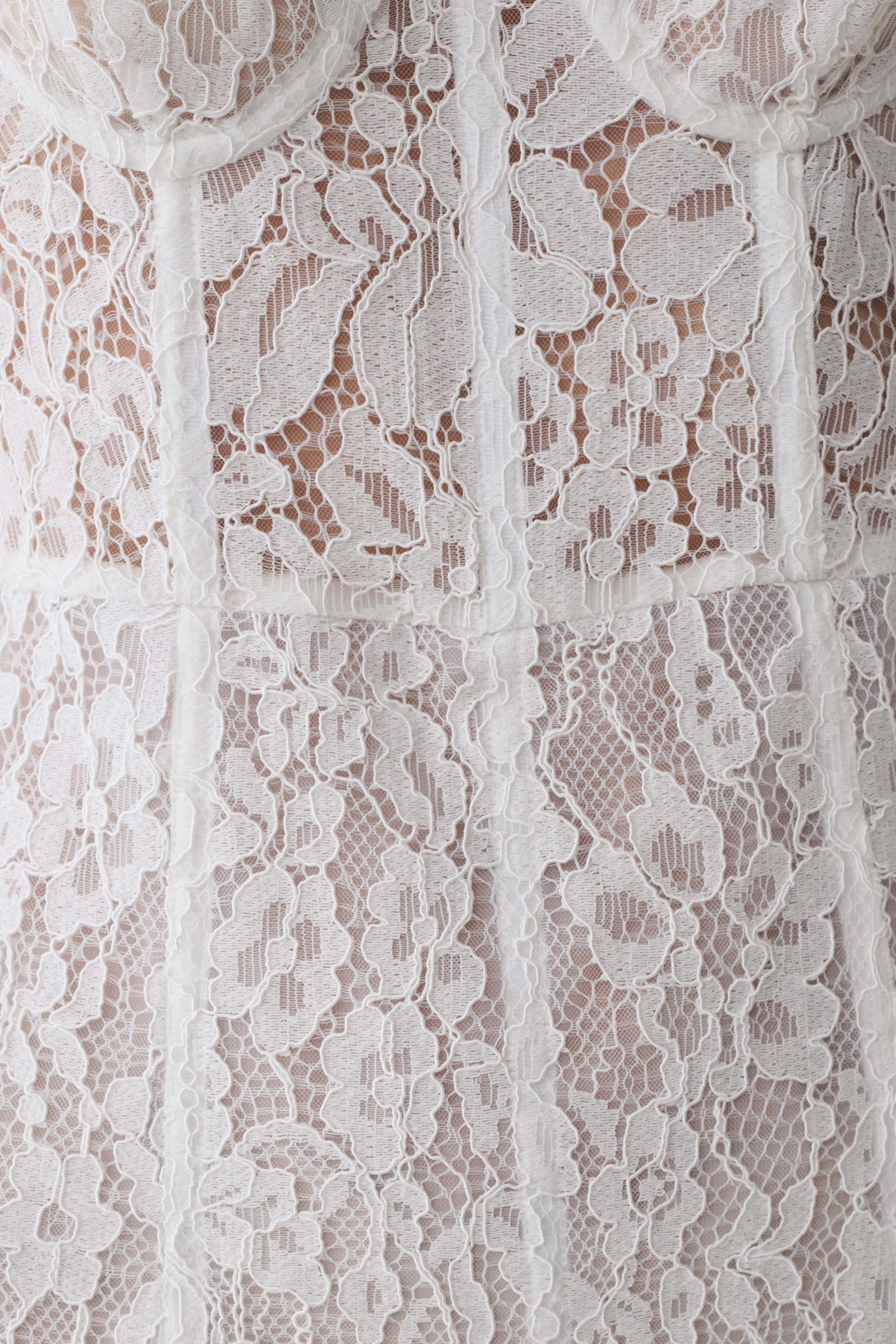 Ottilie Lace And Mesh Midi Dress - White #7