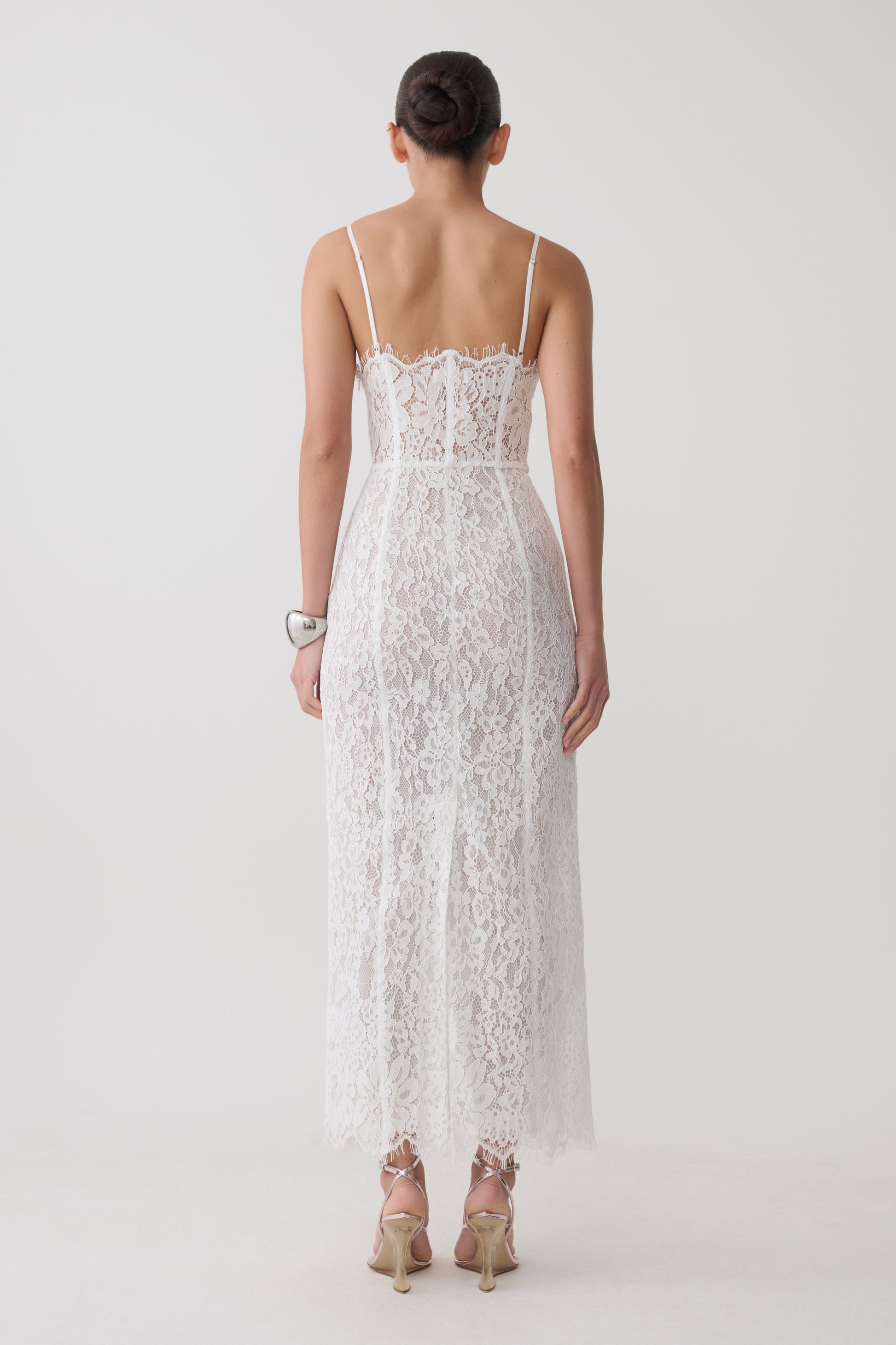 Ottilie Lace And Mesh Midi Dress - White #2