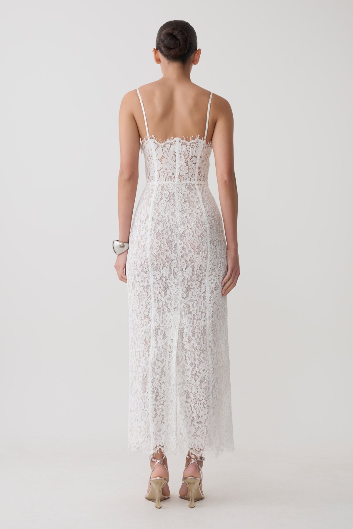 Ottilie Lace And Mesh Midi Dress - White #2