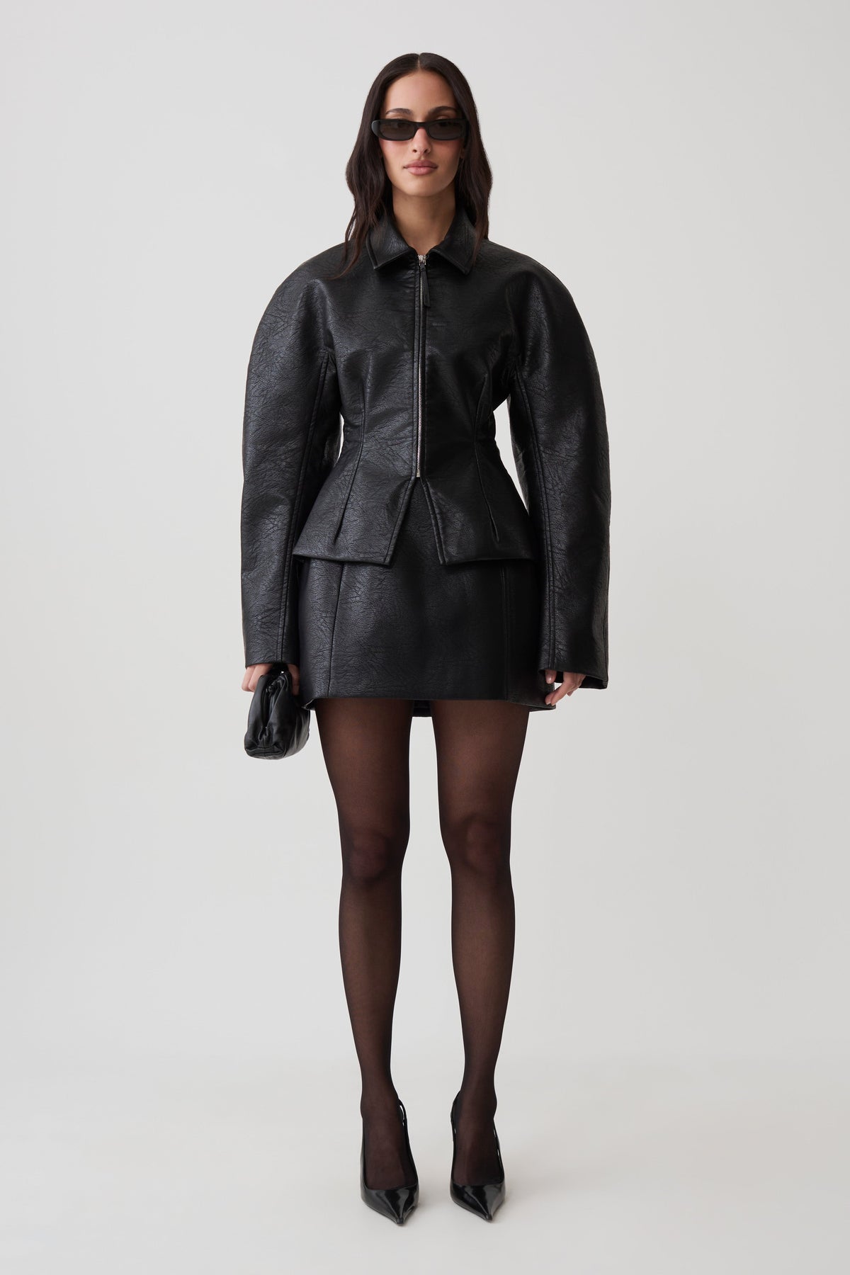 Telma Faux Leather Collared Jacket - Black #9