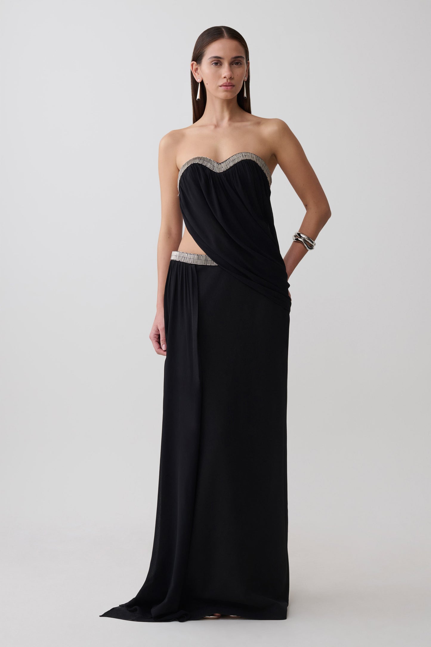 Valerie Chiffon Strapless Maxi Dress - Black