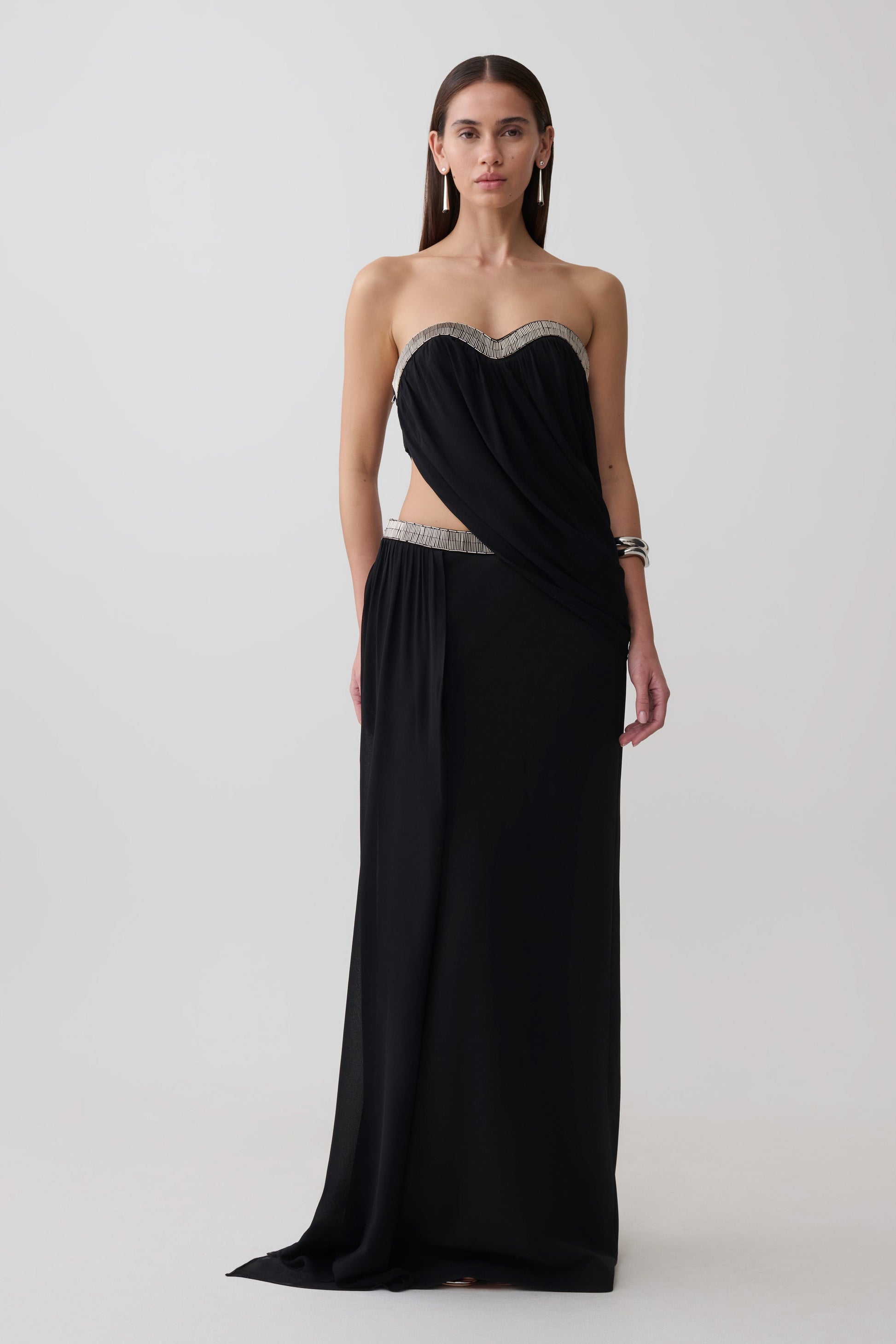 Valerie Chiffon Strapless Maxi Dress - Black