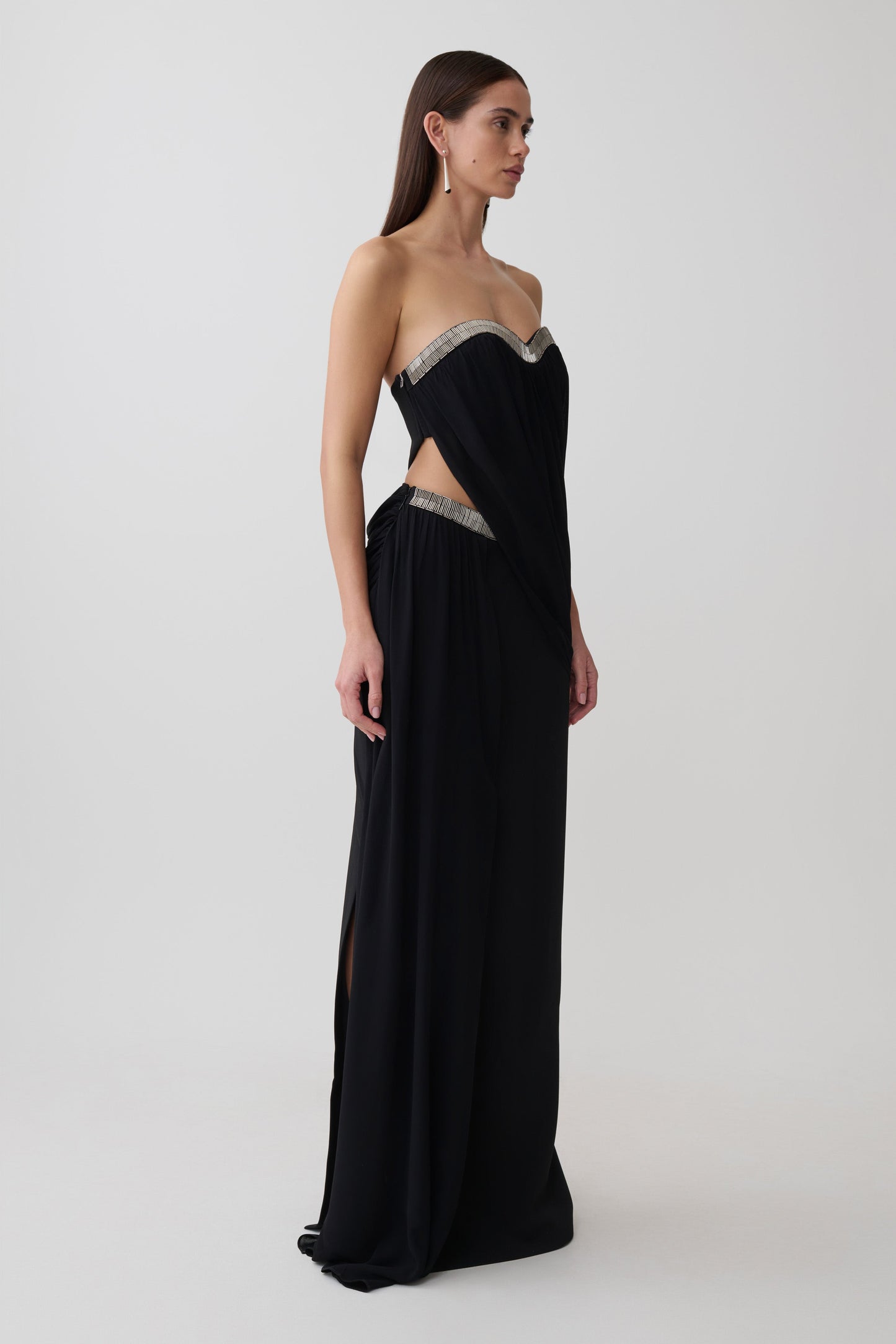 Valerie Chiffon Strapless Maxi Dress - Black