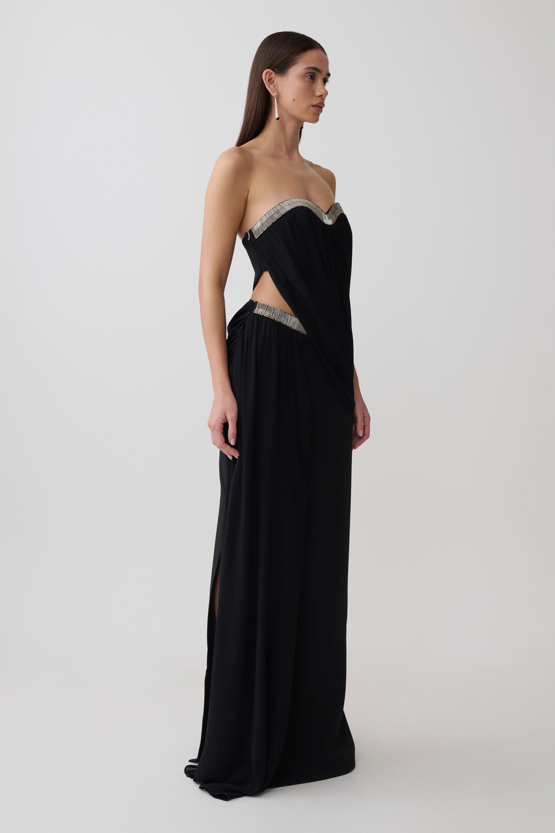 Valerie Chiffon Strapless Maxi Dress - Black #5