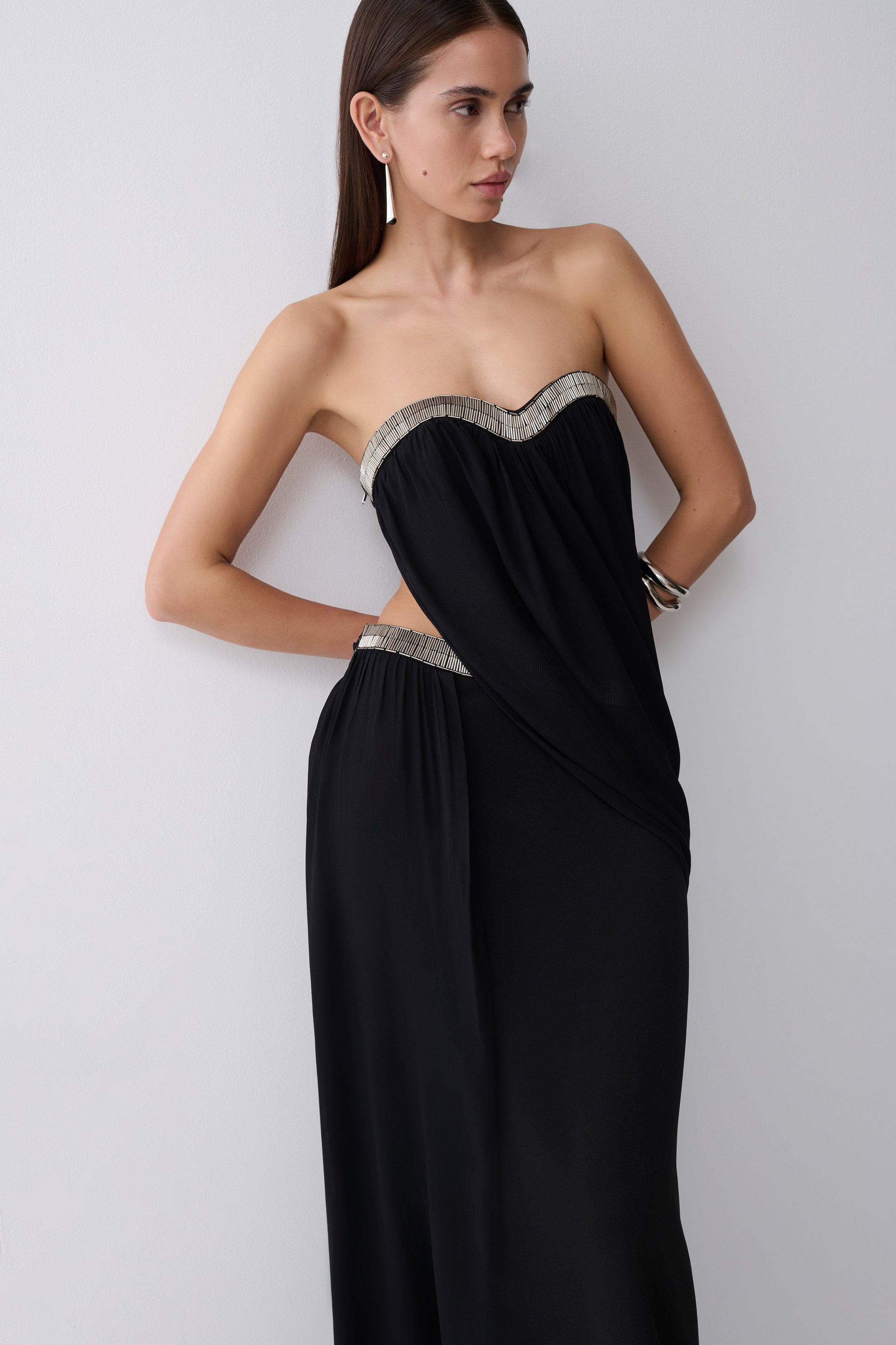 Valerie Chiffon Strapless Maxi Dress - Black #7