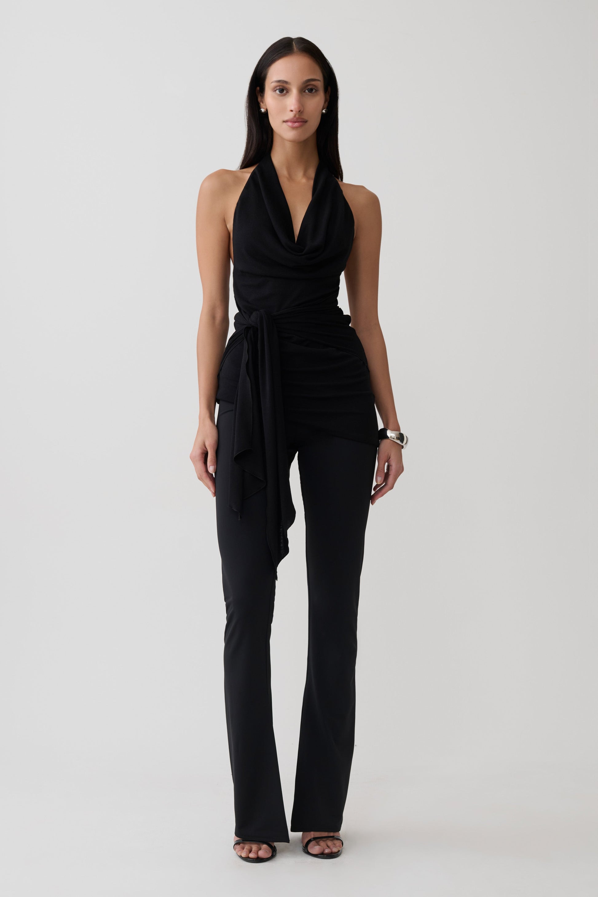 Dolorres Front Tie Halter Top - Black #7